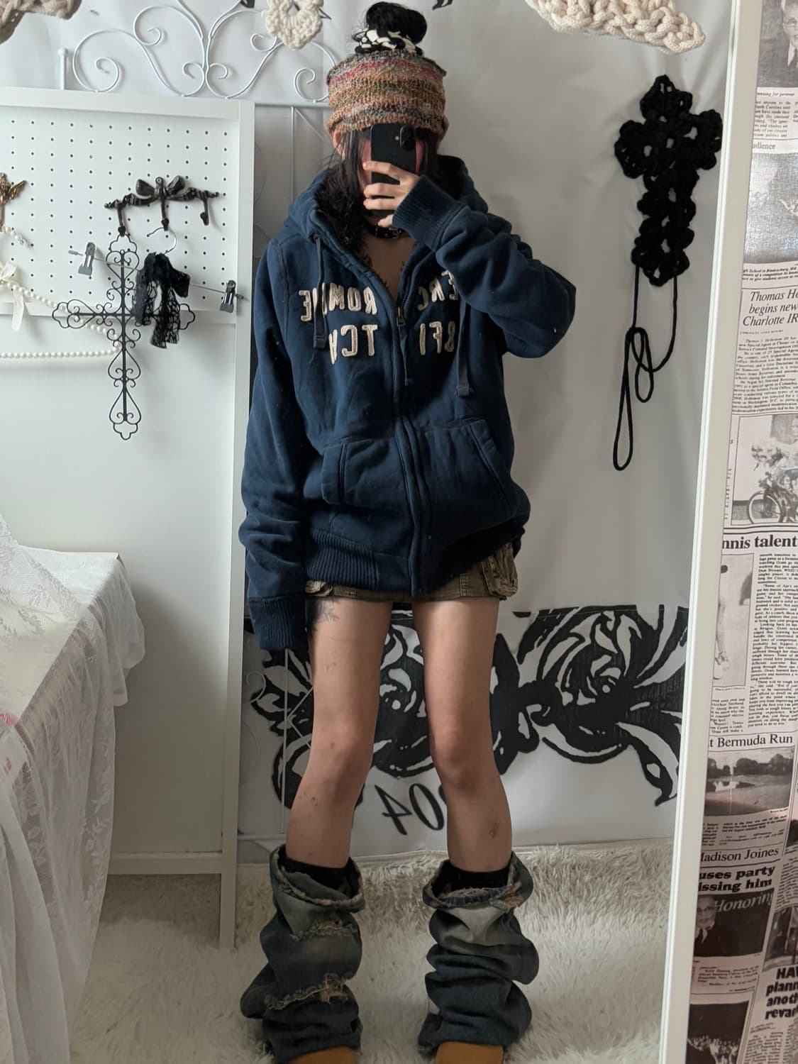 • Abercrombie Navy Wolf fur Hoodie zip-u 상품이미지1
