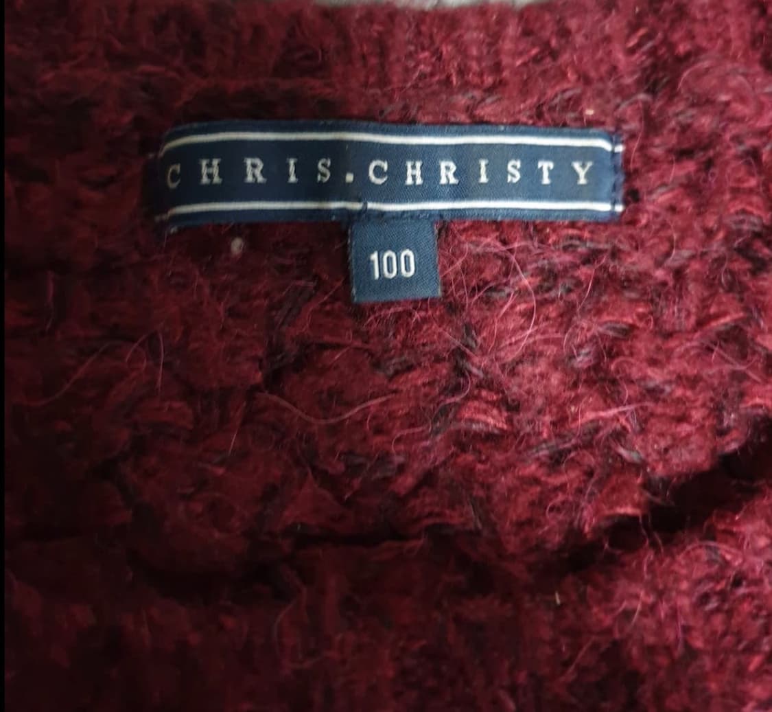 크리스크리스티 알파카 울 혼방 트위드 니트 스웨터 버건디(L 상품이미지3