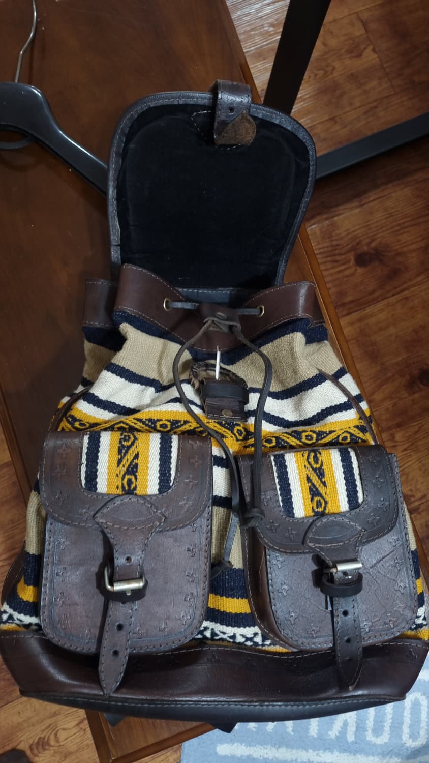 빈티지 에스닉 패턴 통가죽 백팩 상품이미지8