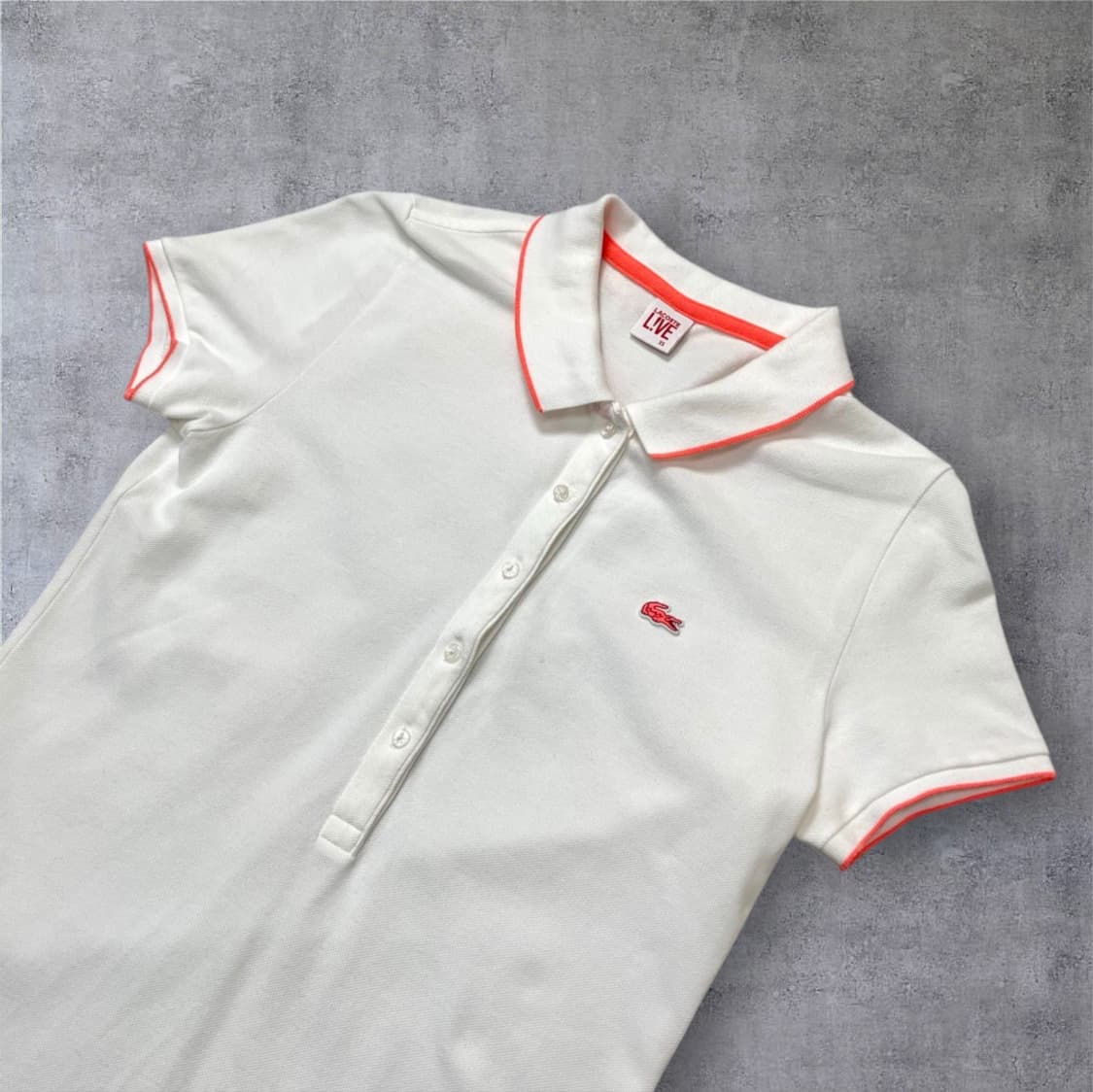 라코스테 Lacoste L!VE 화이트 피케 카라 슬림핏 원피스 XS 상품이미지4