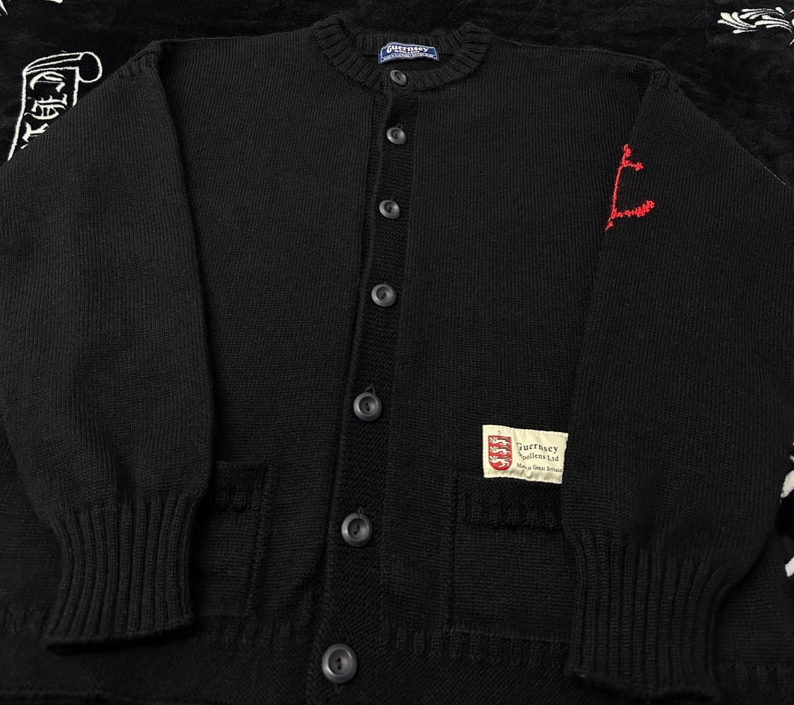 46)건지 울른스 피셔맨 울 가디건 블랙 상품이미지3