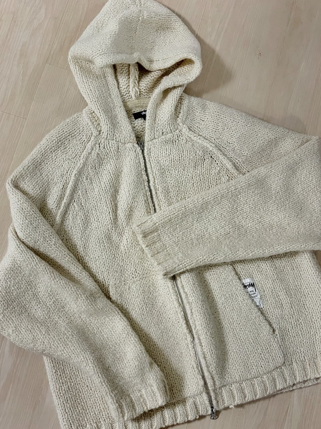 스투시 청키 니트 후드 집업 아이보리  상품이미지3