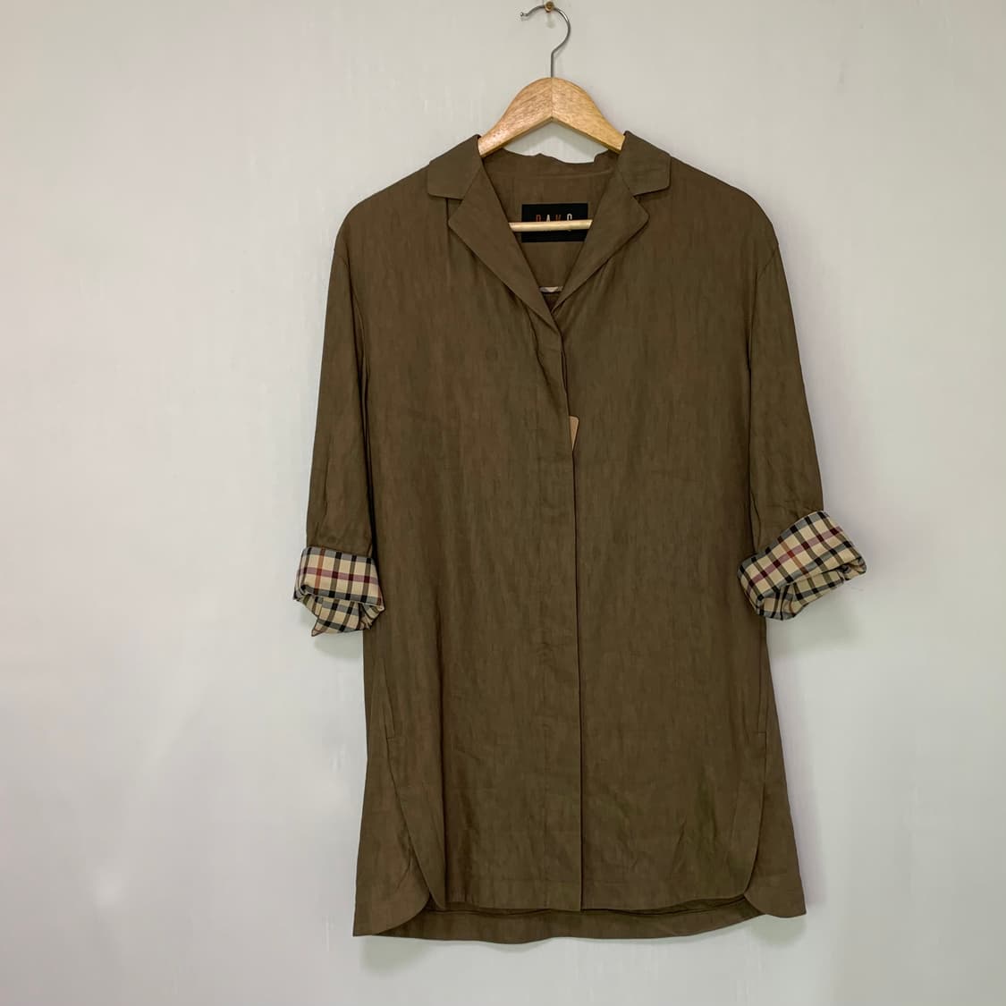 닥스 빈티지 체크 안감 하프 린넨 코트 7부 여름 여성 자켓 상품이미지1