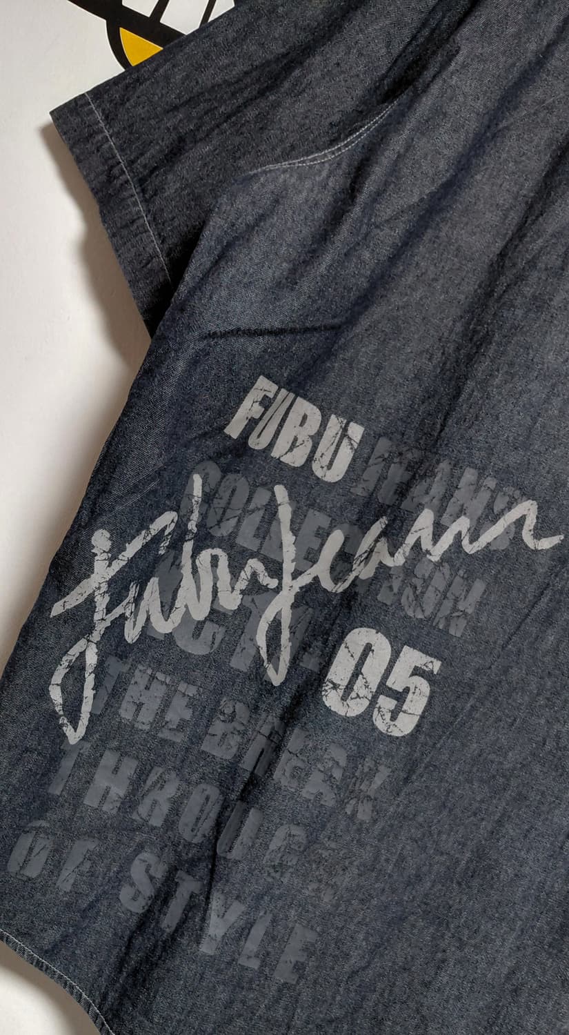 [XL] 푸부(FUBU) 90s 올드스쿨 반팔 믹스 데님 셔츠 상품이미지10