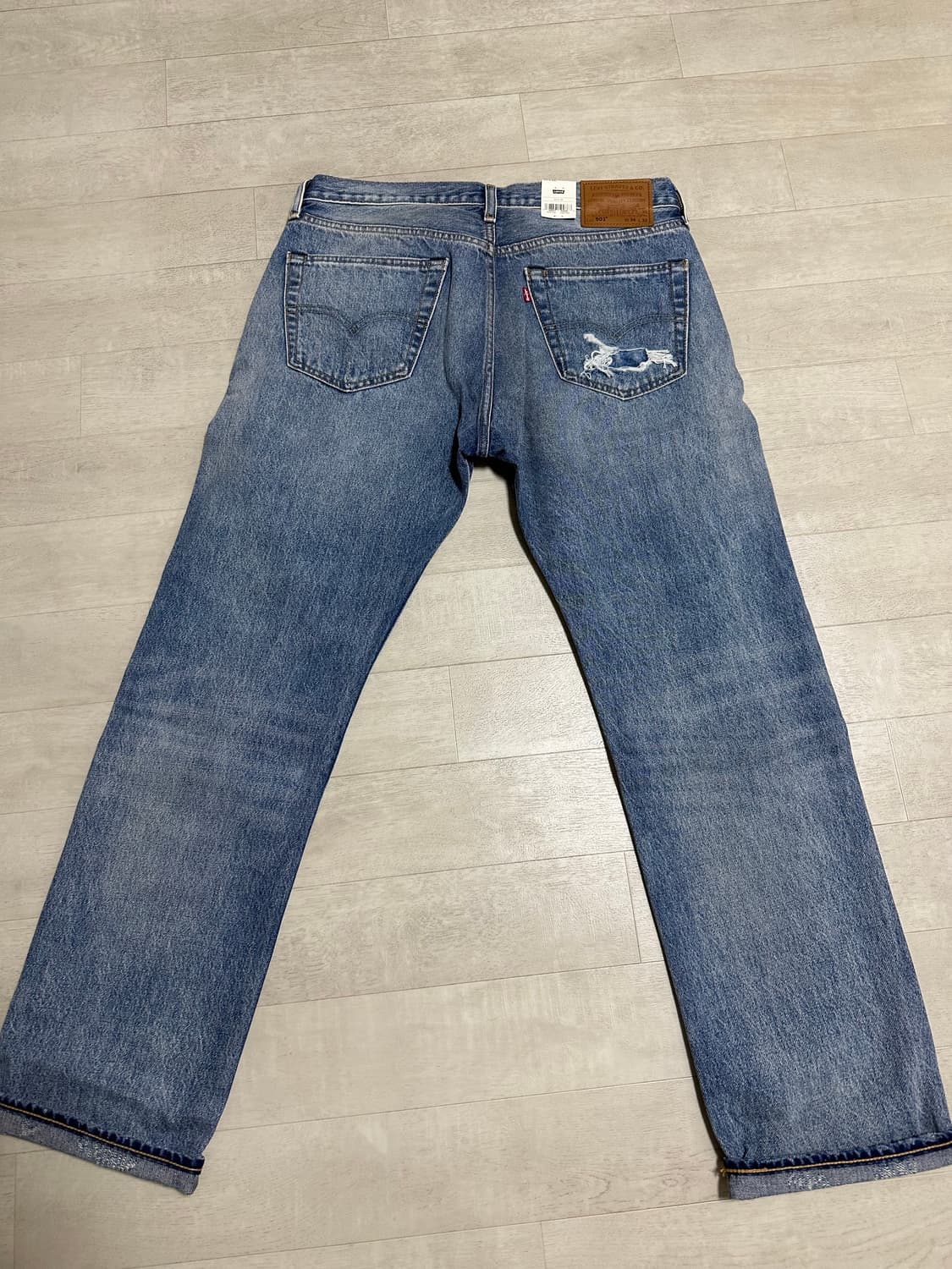 리바이스 501 셀비지 터콰이즈 데님 34x32 상품이미지2