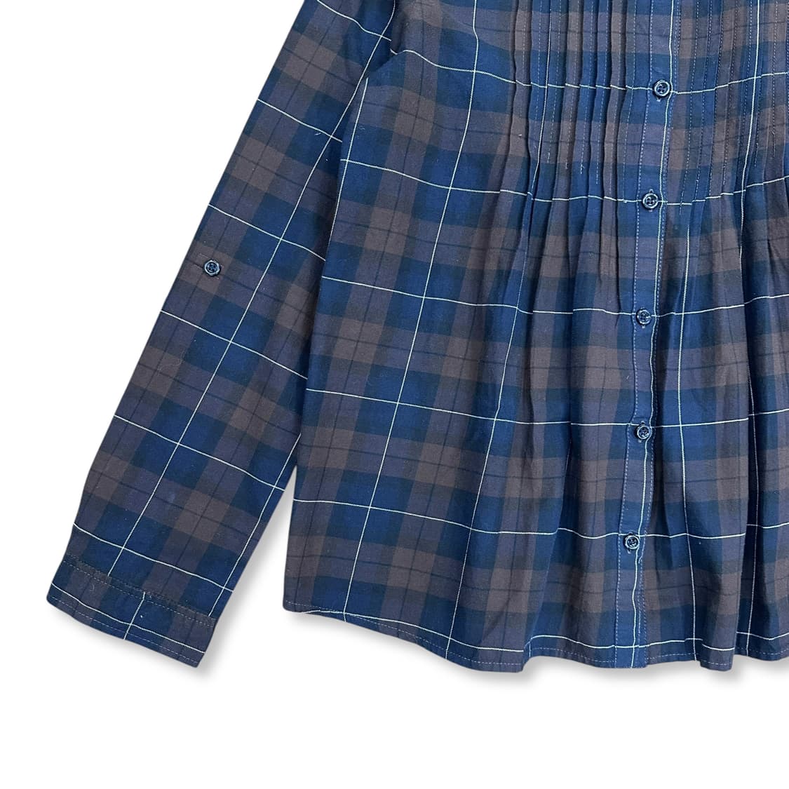 Navy Pleats Detail Checker Shirt 상품이미지4