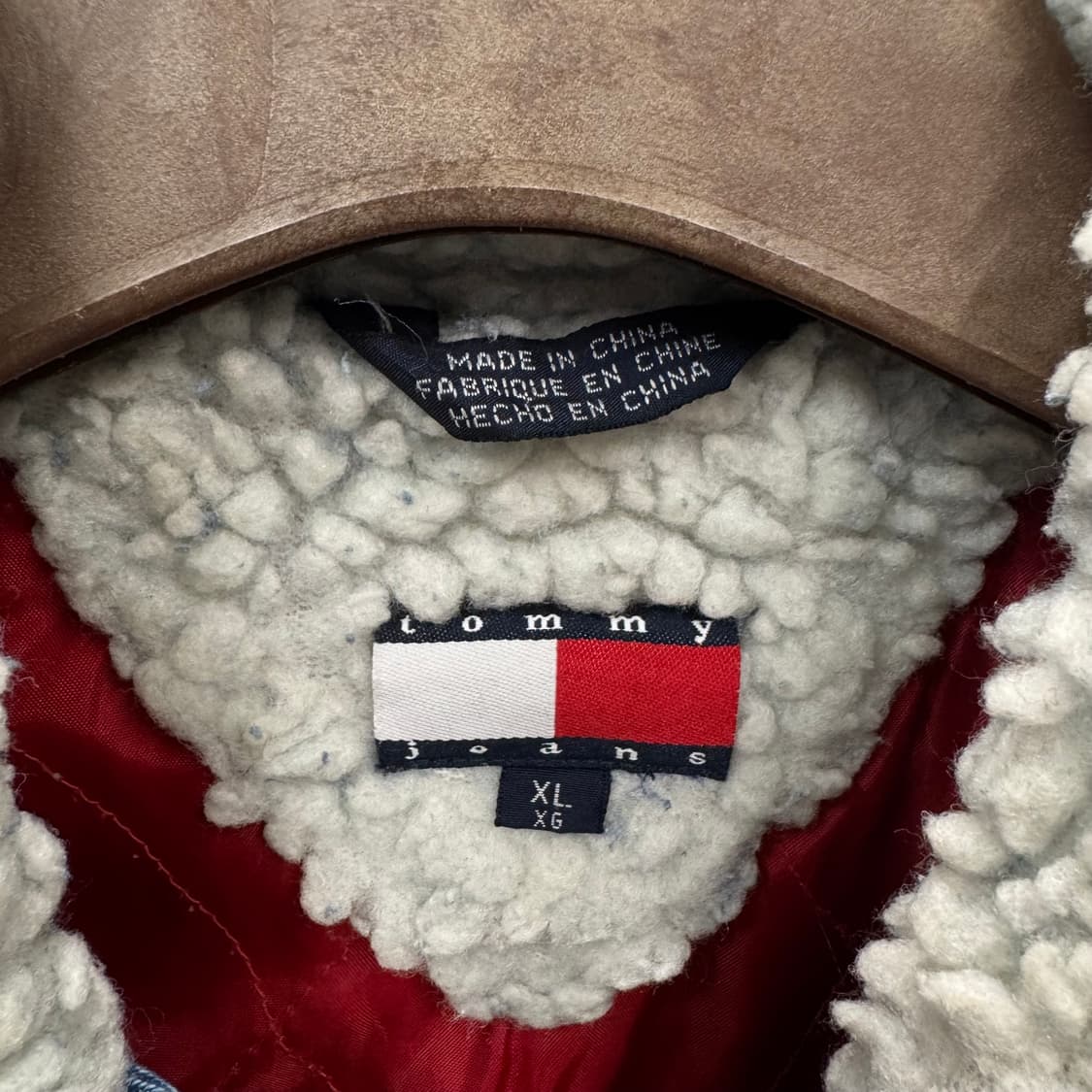 타미 진스 빈티지 데님 쉐르파 자켓 전면 투포켓 디테일 아이보리 배색 상품이미지6