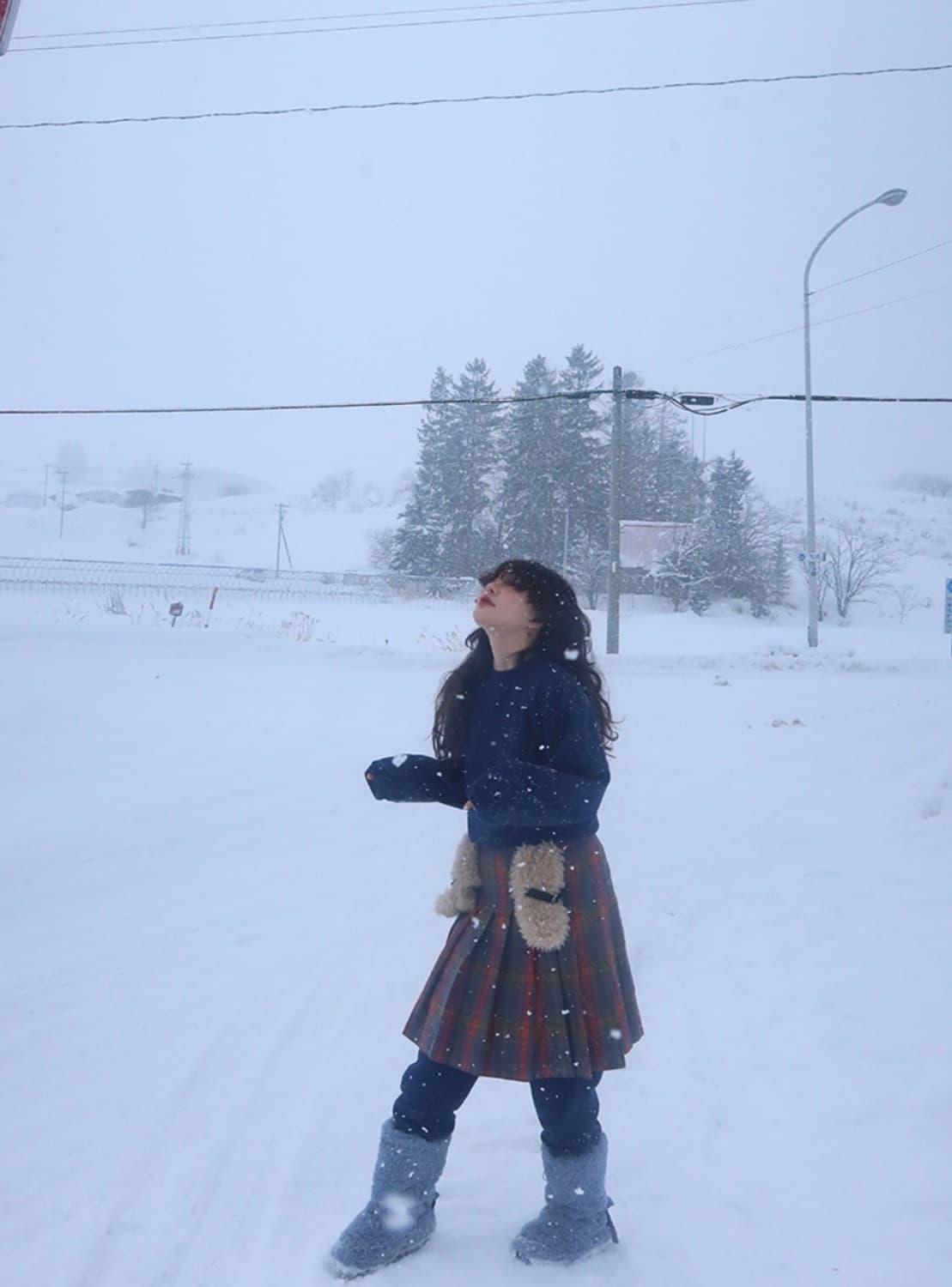 freckle 프레클 체크 플리츠 미디 스커트 상품이미지2