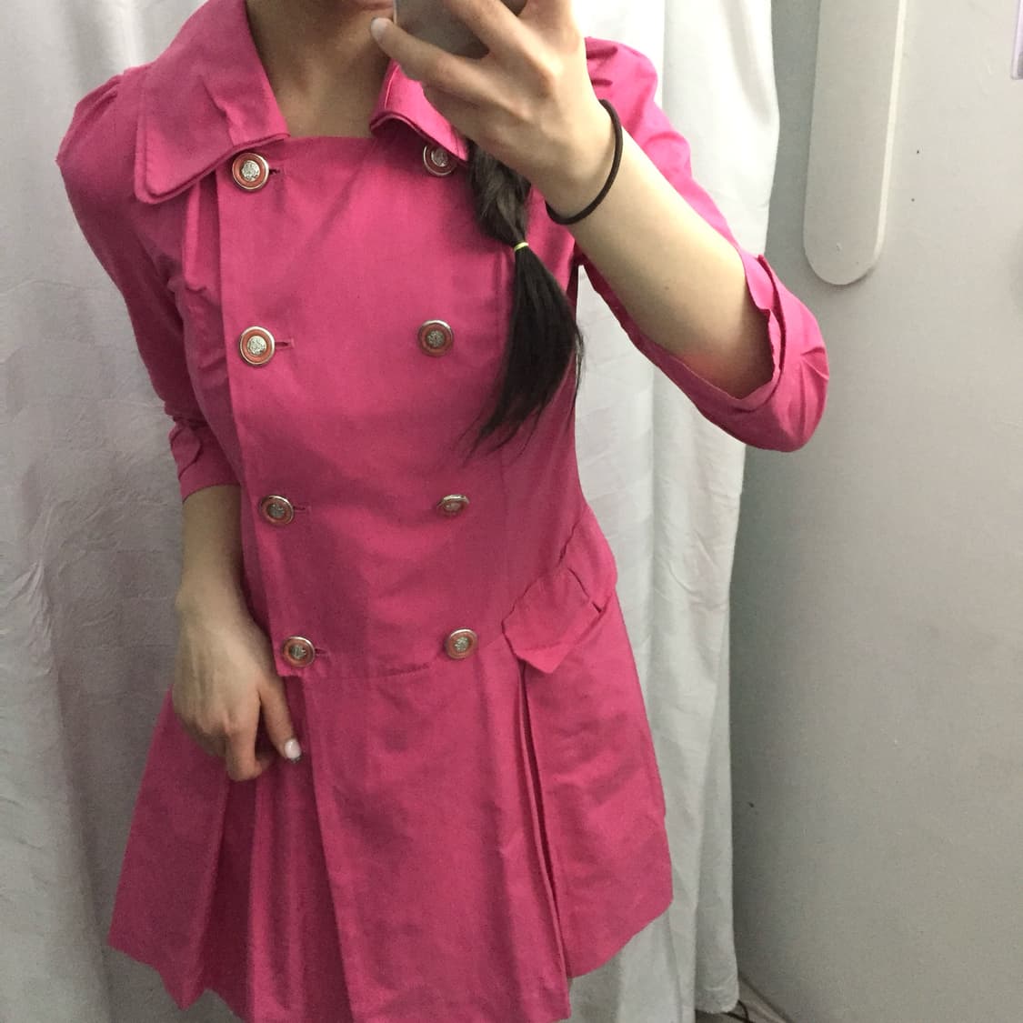 Vintage 히메갸루 로걀 핑크 트렌치 원피스 자켓 상품이미지1