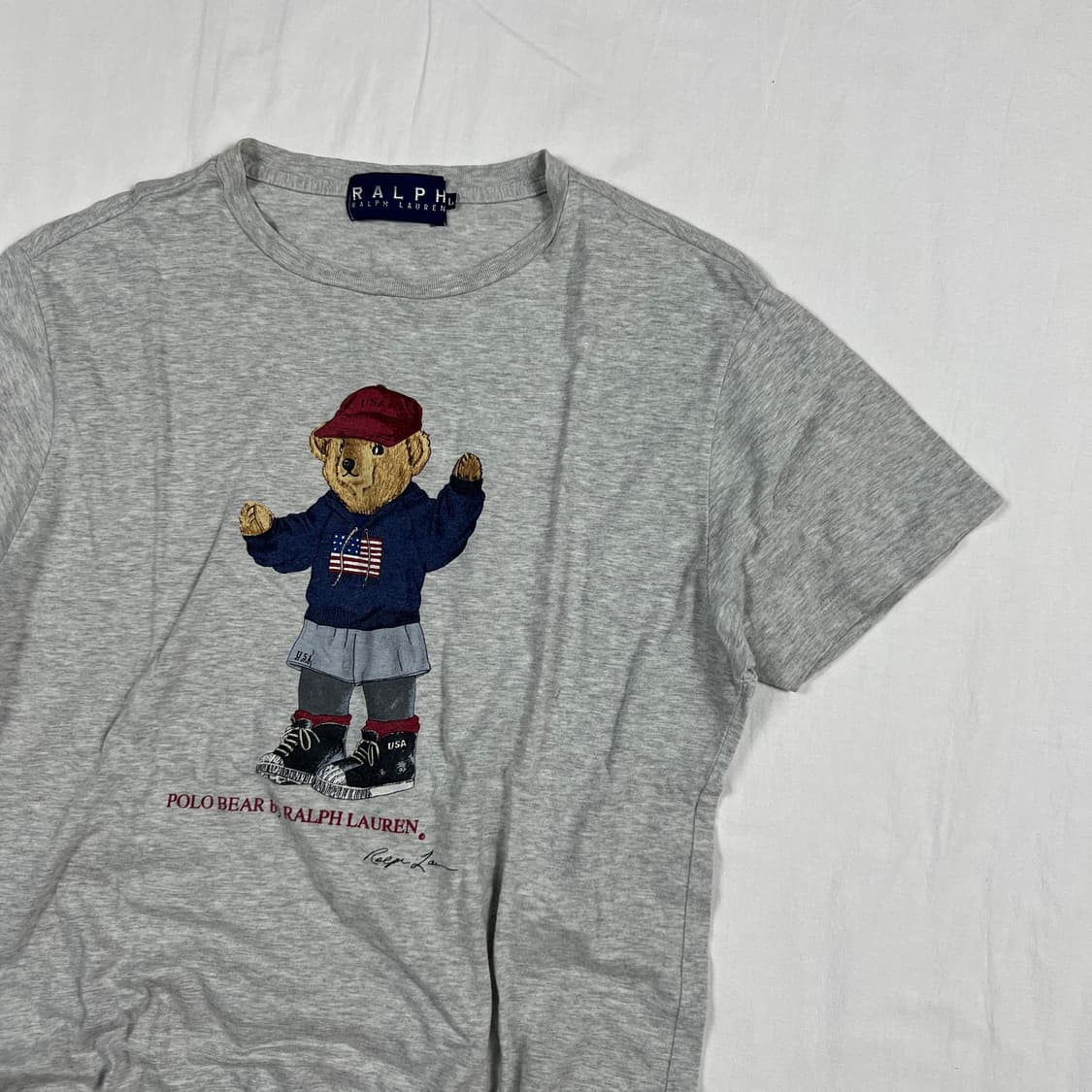 90‘s 랄프로렌 ralph lauren 베어 프린트 반팔티 상품이미지2