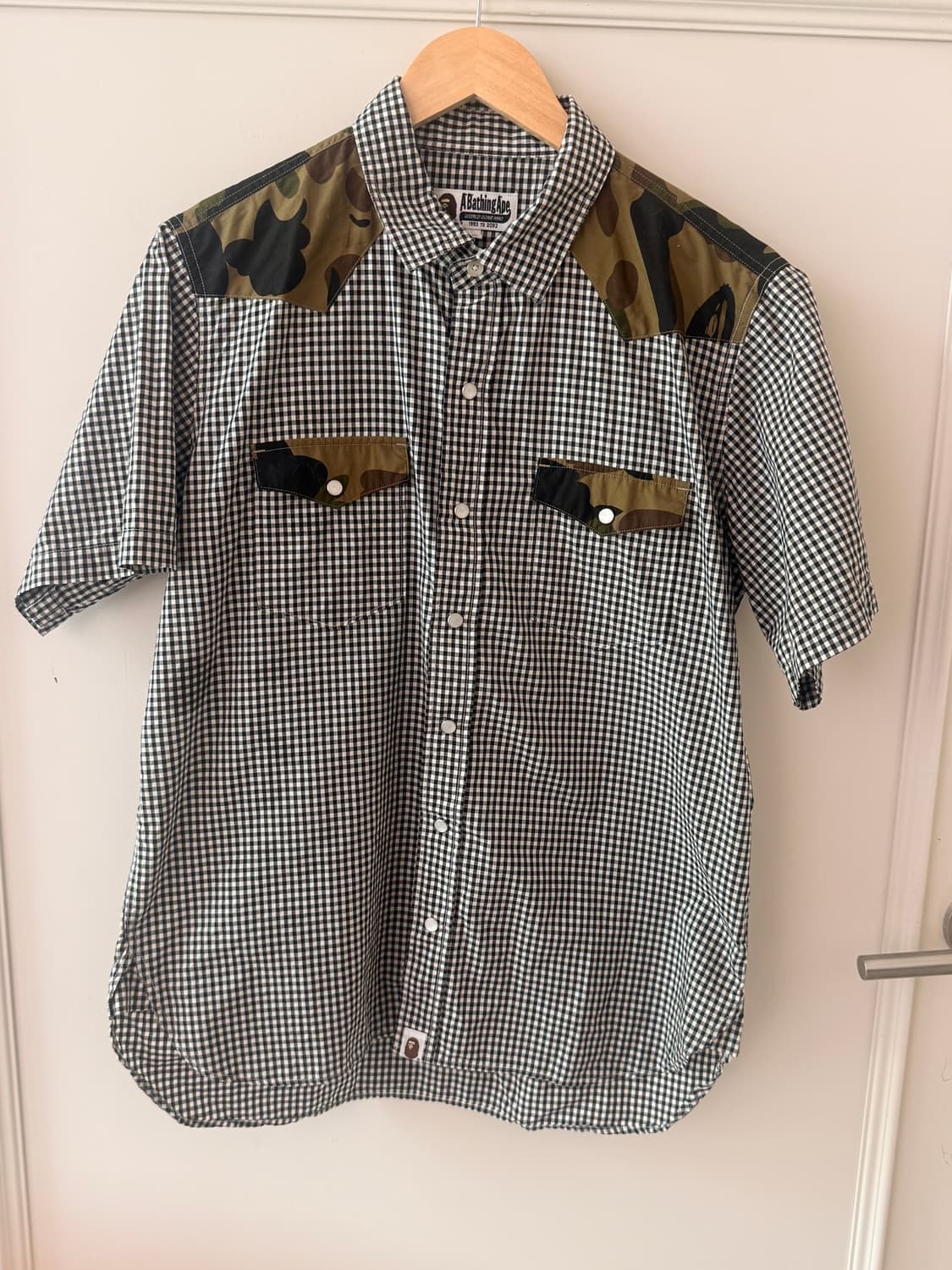 베이프(BAPE)깅엄 카모플라쥬 체크 반팔 셔츠 상품이미지1