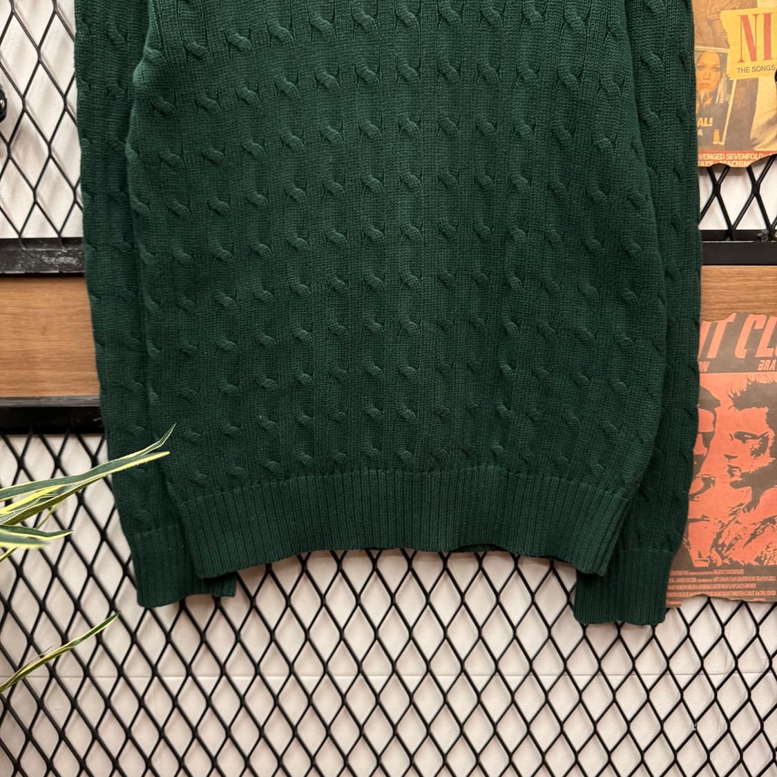 폴로 랄프로렌 케이블 니트 퍼플 포니 로고 포인트 딥그린 상품이미지4