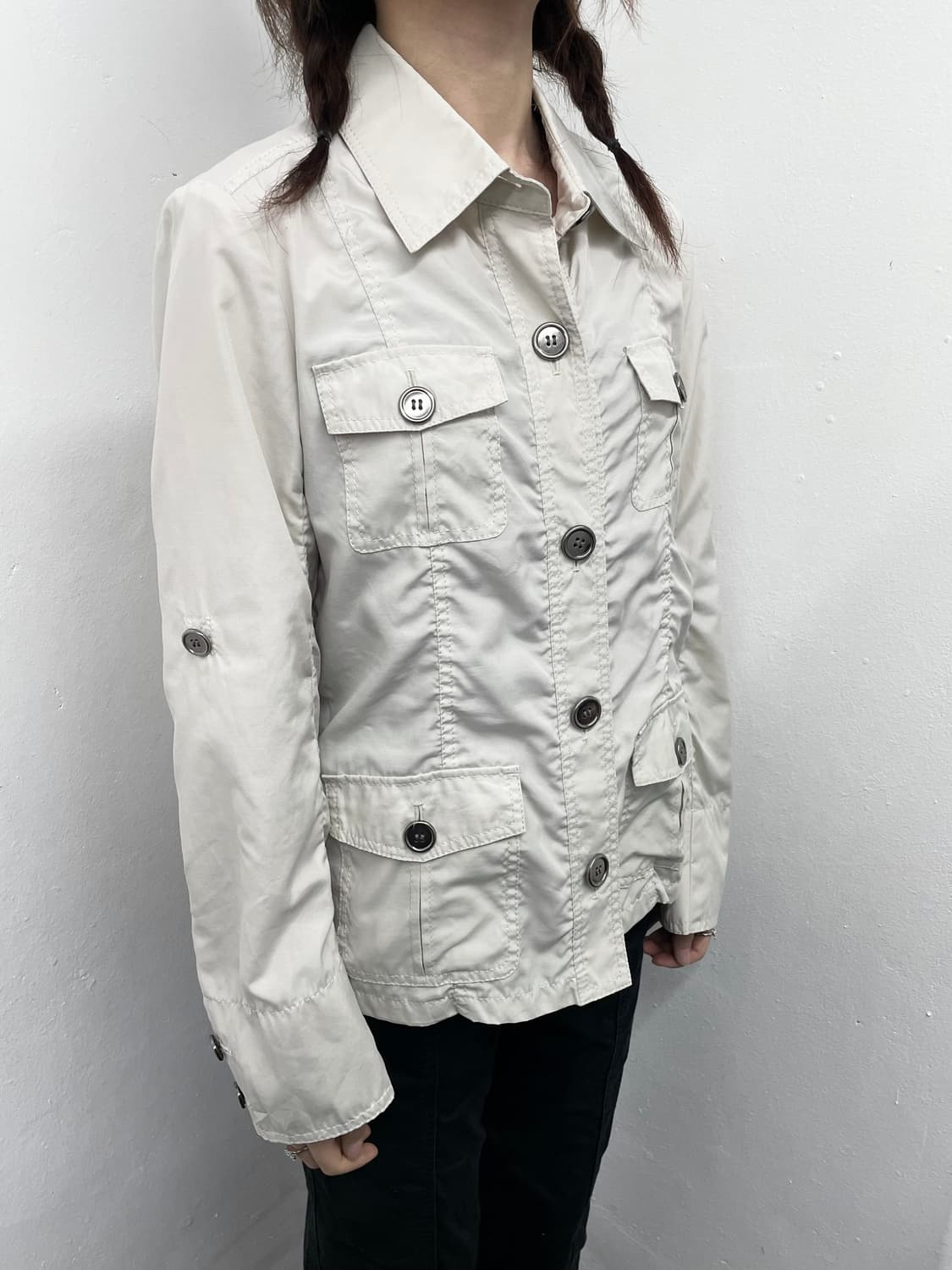 베이지 셔링 버튼 자켓  상품이미지4