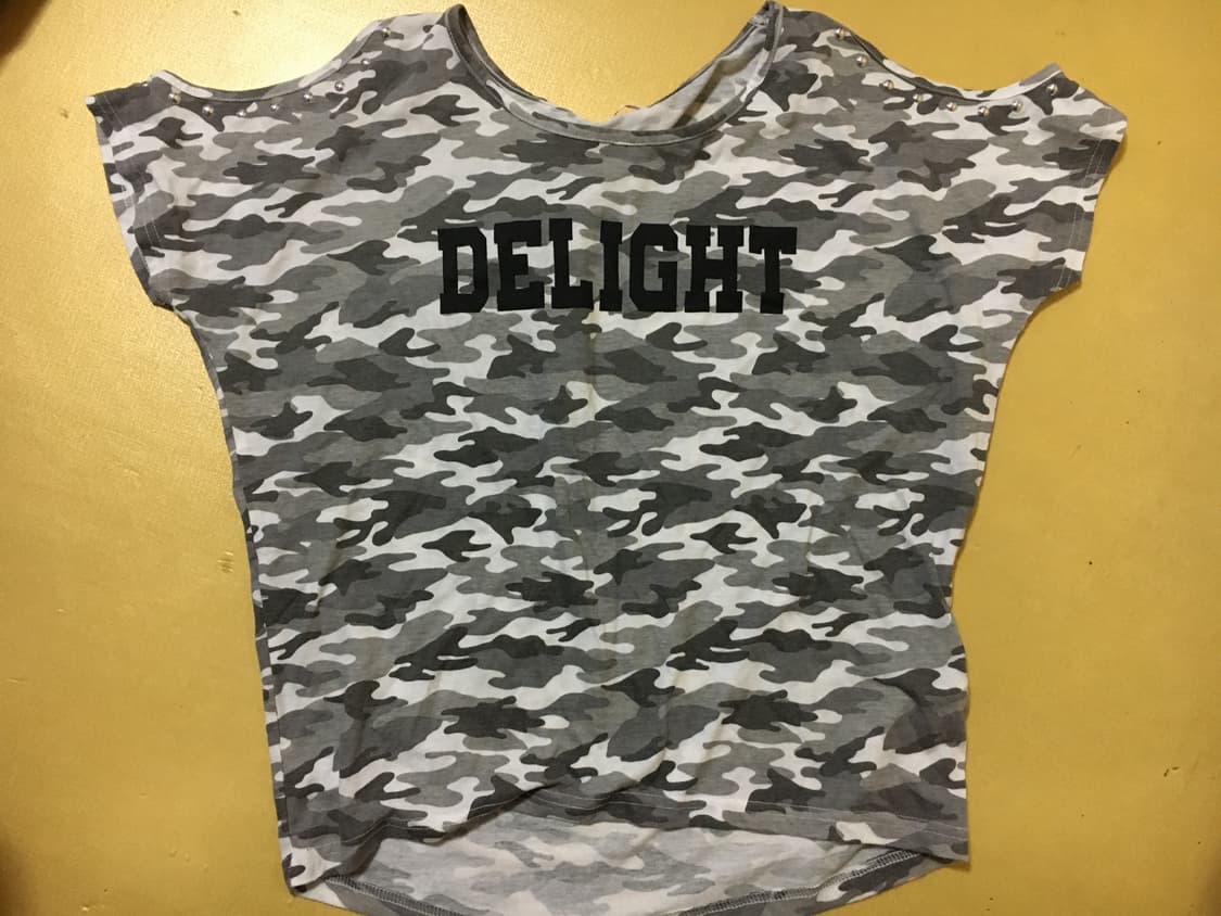 스트릿 펑크 밀리터리 무늬 상의 반팔 여성 상품이미지1