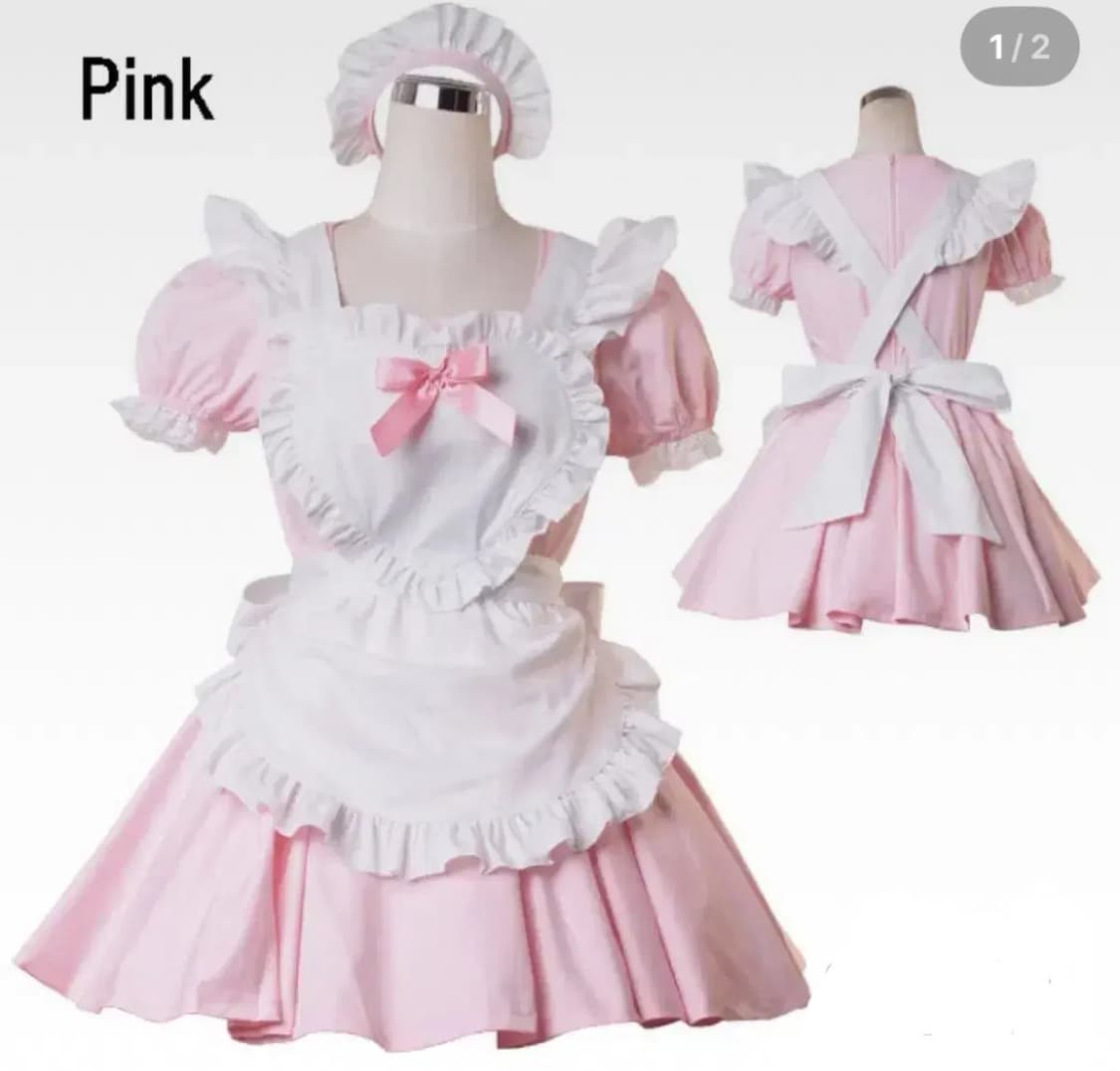 바디라인 핑크 하트 리본 메이드복 프릴 레이스 에이프런 앞치마 패티코트 상품이미지1