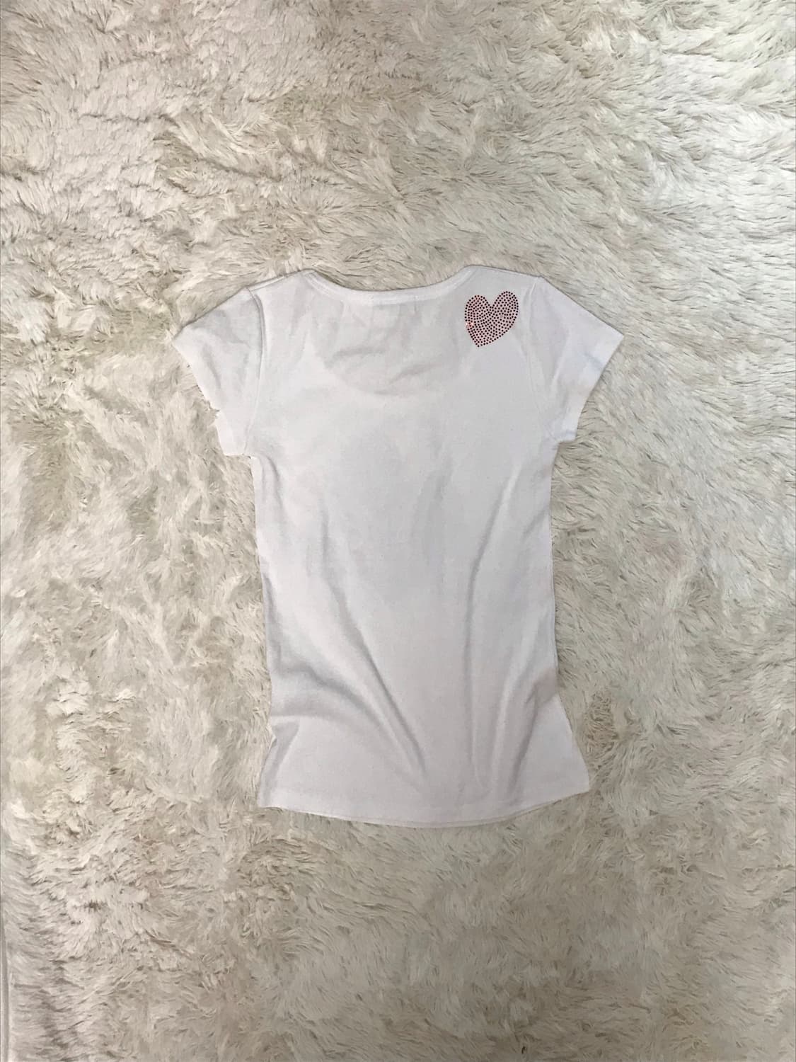 일본빈티지 하트 큐빅 디테일 슬림핏 반팔 상품이미지2