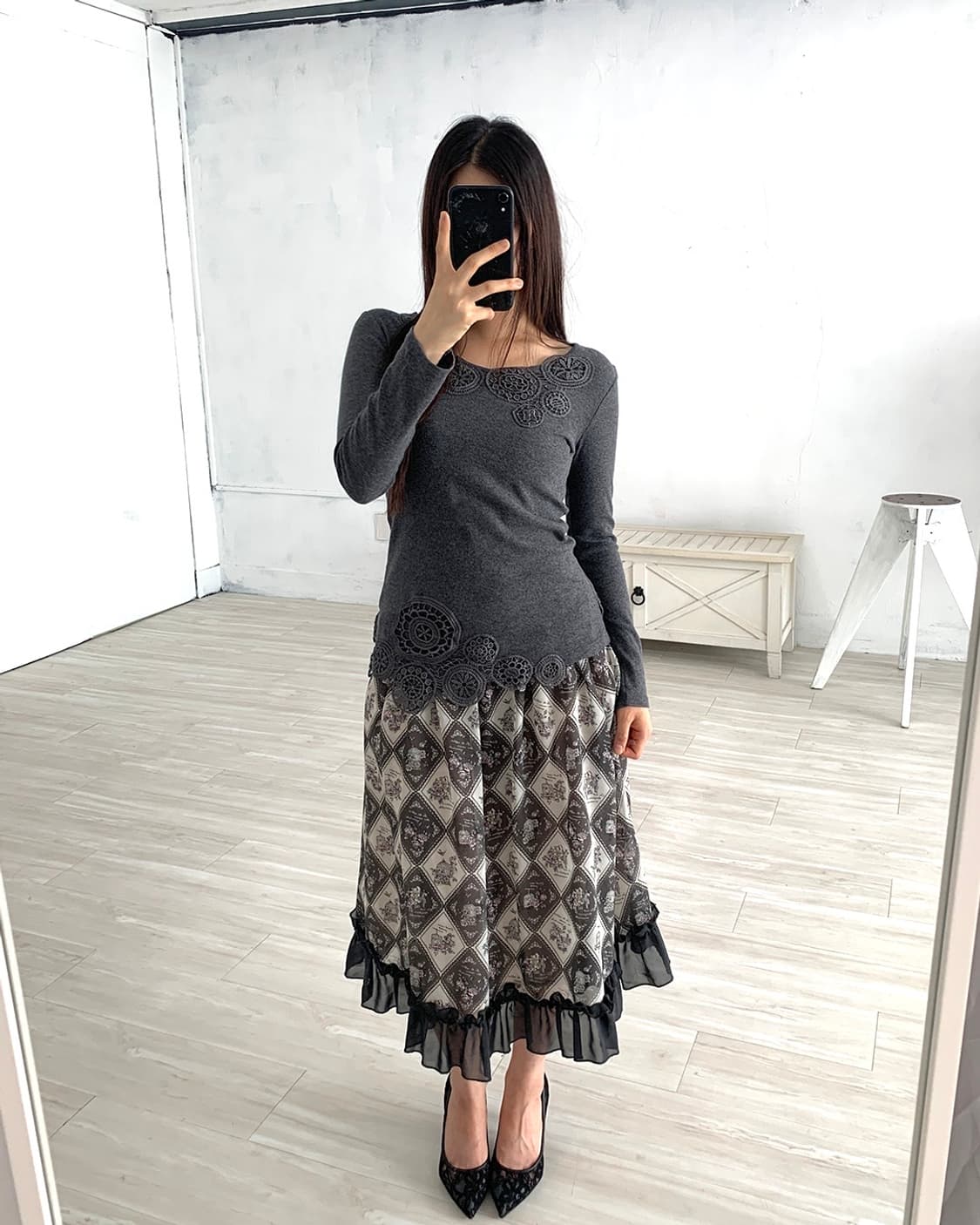 Axes Femme Antique Midi Skirt 상품이미지4