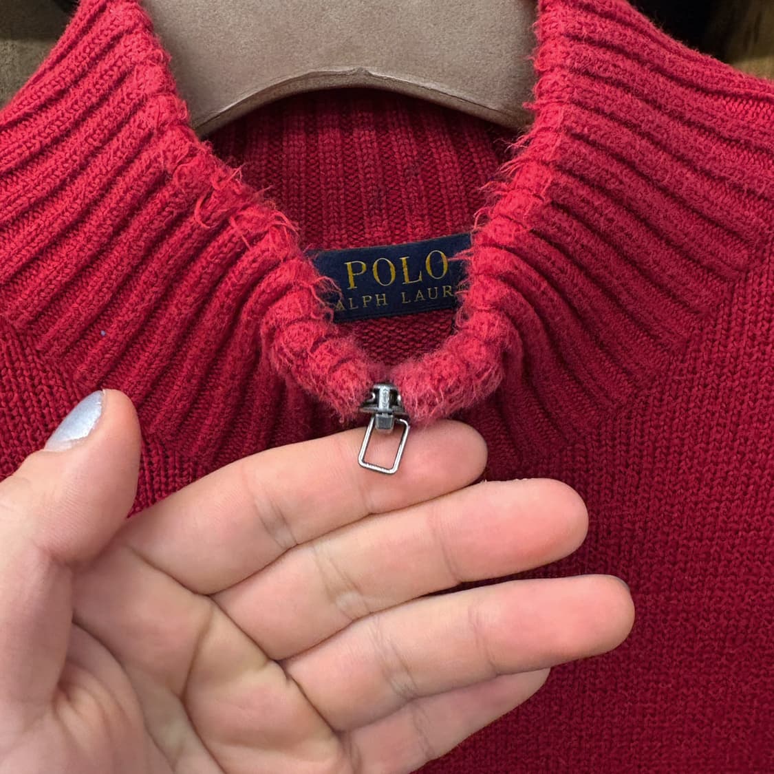 신형라벨 폴로 랄프로렌 디블립 하프집업 코튼 니트 스웨터 레드 N634 상품이미지6