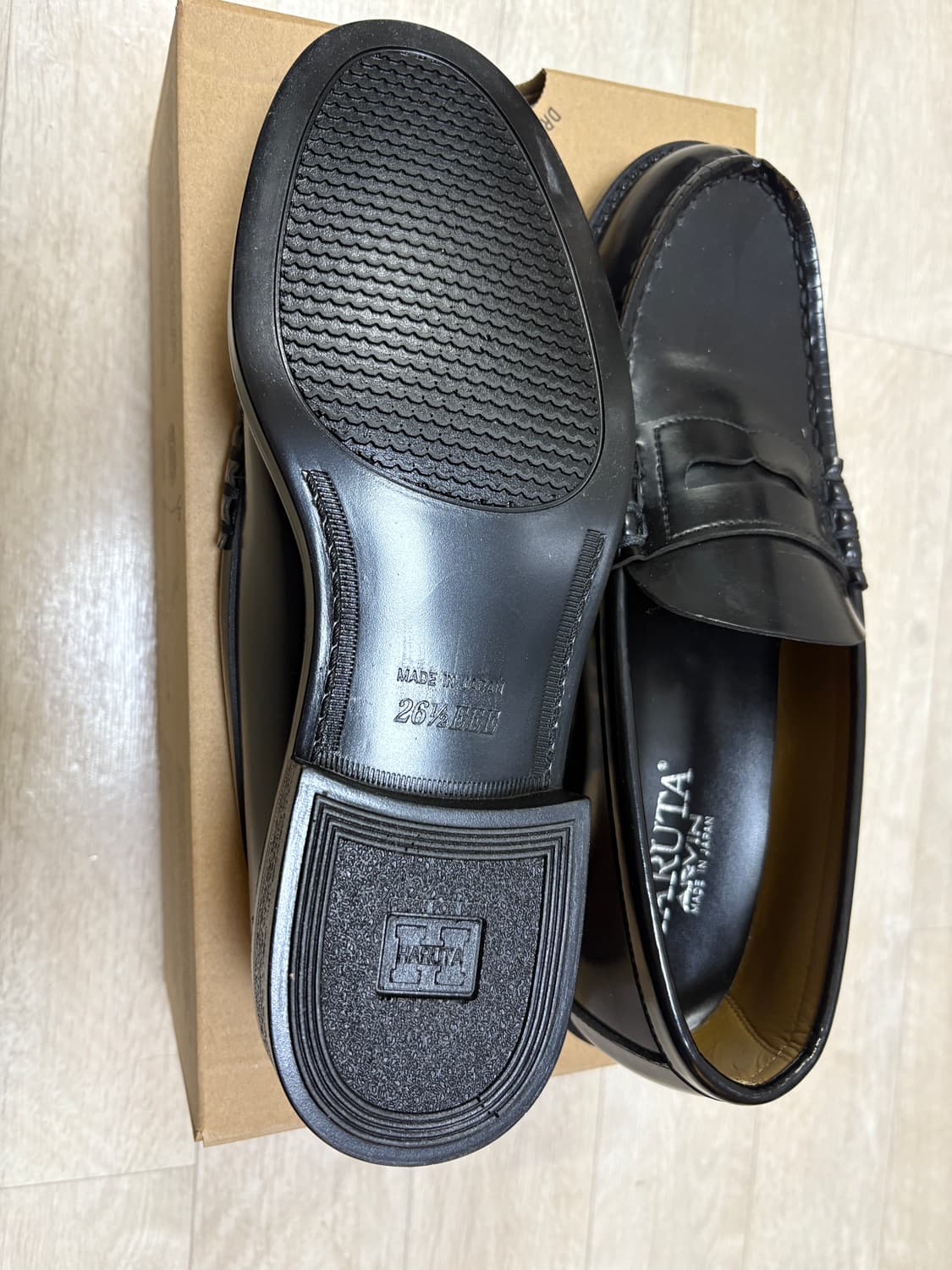 하루타 pu 페니로퍼 블랙 265 새상품 상품이미지5