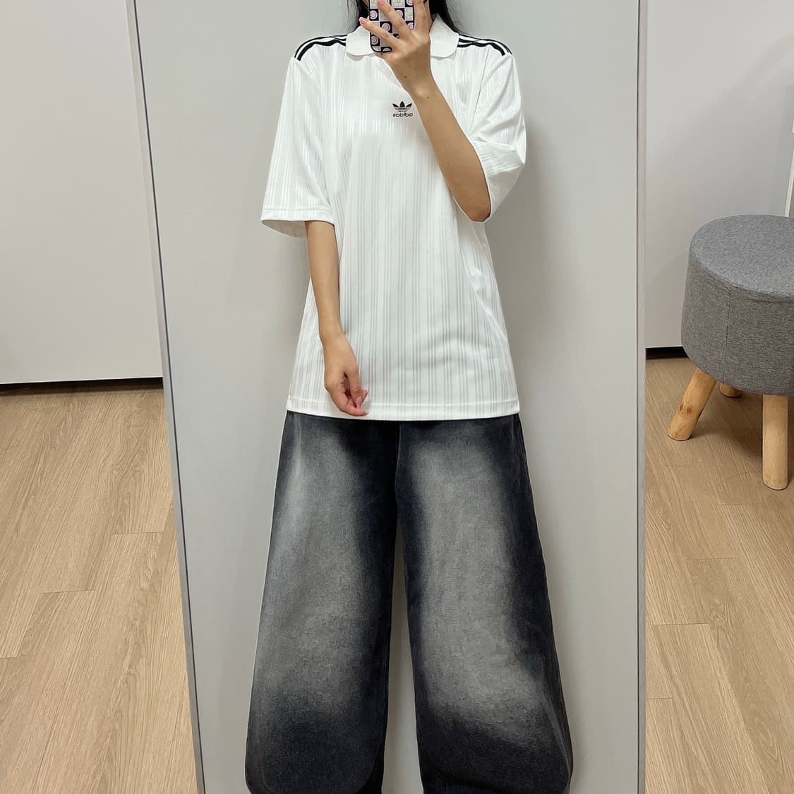 아디다스 블록코어 화이트 풋볼 카라 티셔츠 상품이미지1