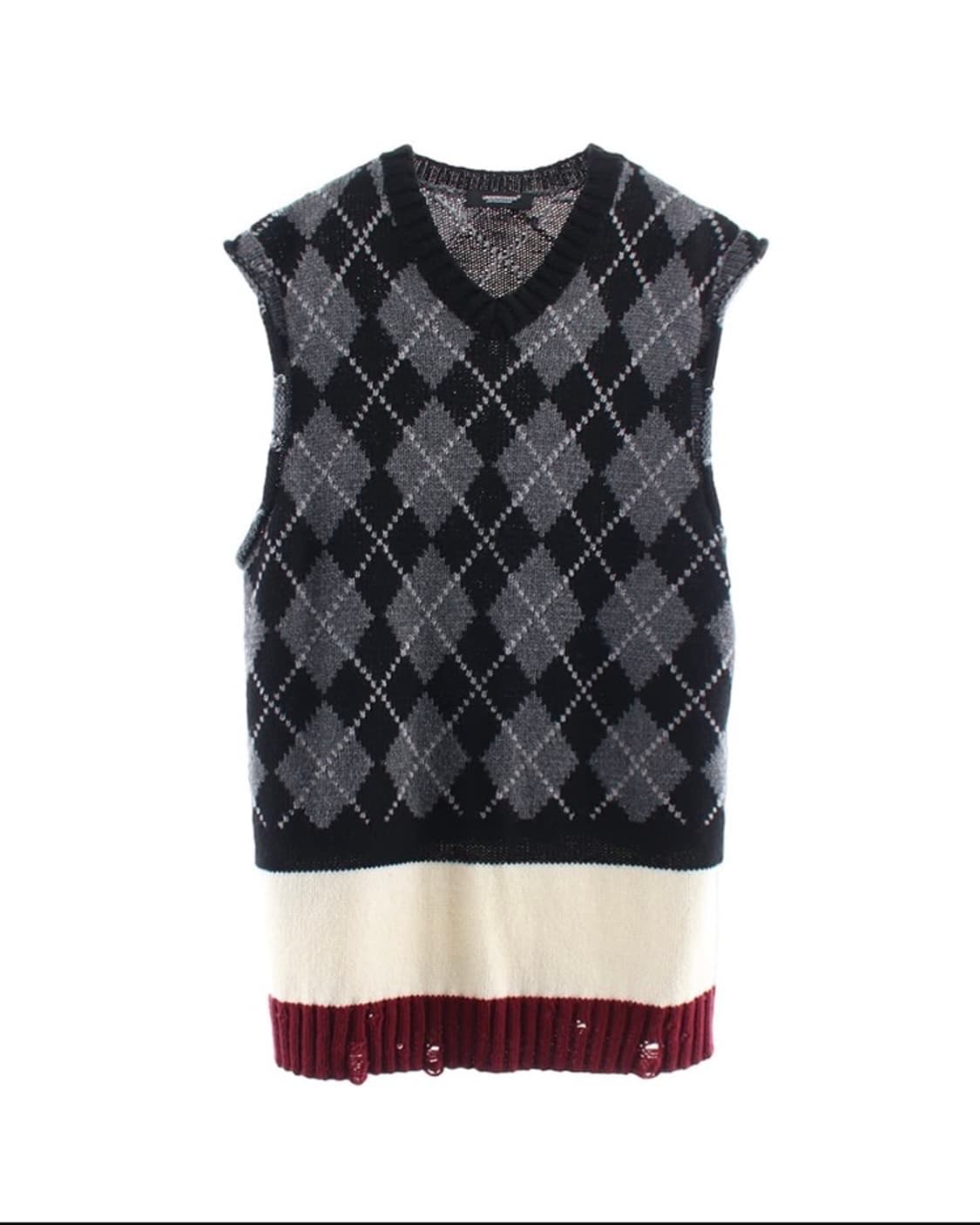 언더커버 사이드 지퍼 아가일 베스트 상품이미지1