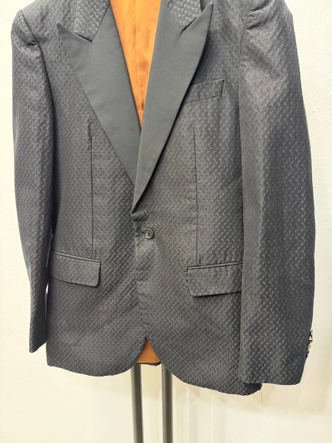 정품) 타임옴므 한섬 블랙 체크 패턴 자켓 100 상품이미지3