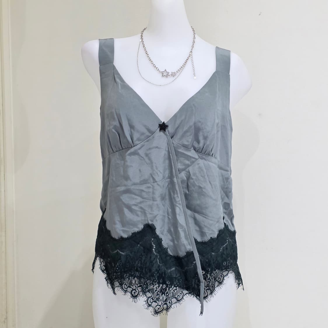 유럽빈티지)오네갸루st 새틴 레이스 스타 나나깔 로맨틱 랩슬리브리스 상품이미지4