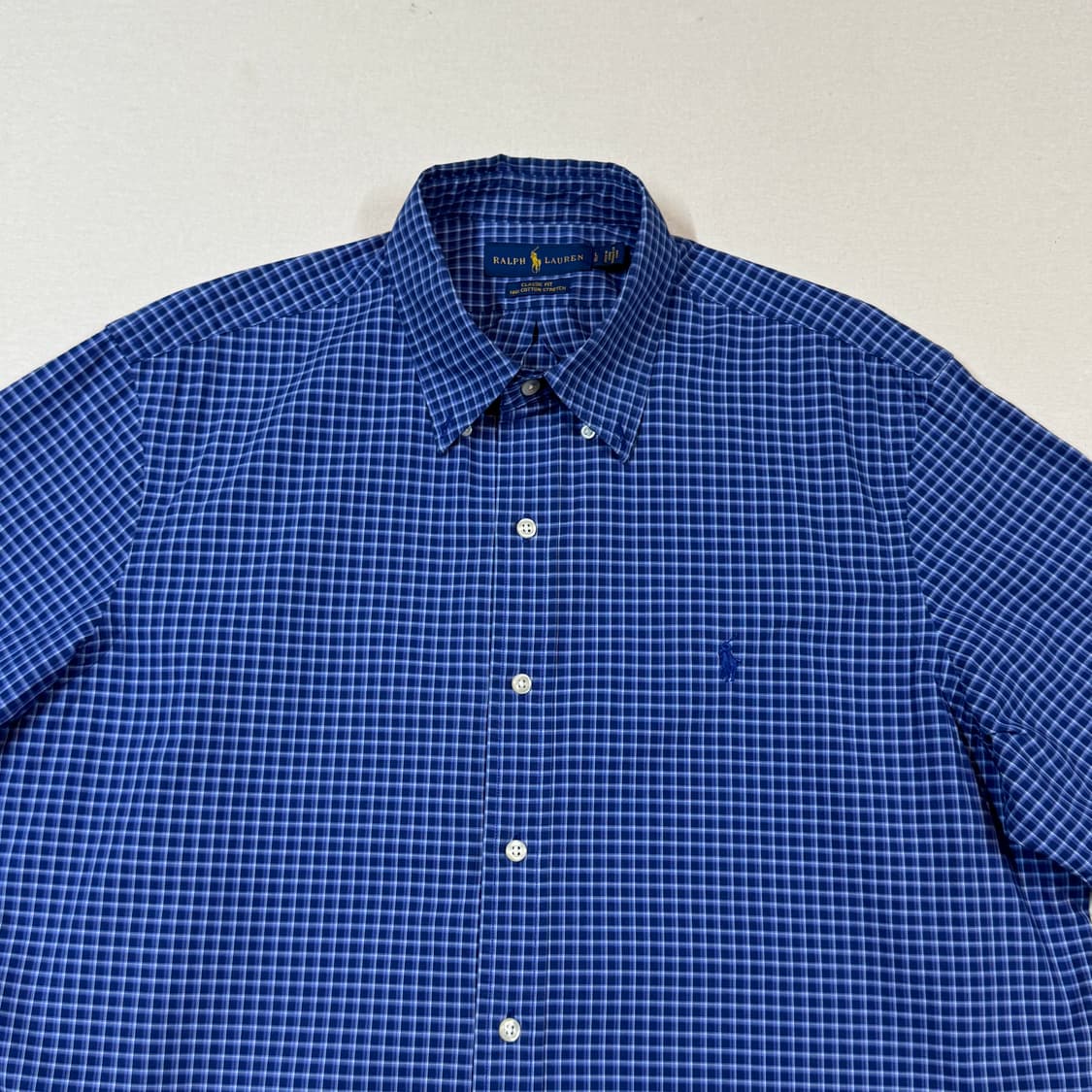 L) 폴로 랄프로렌 블루 체크 포플린 반팔 셔츠 상품이미지3