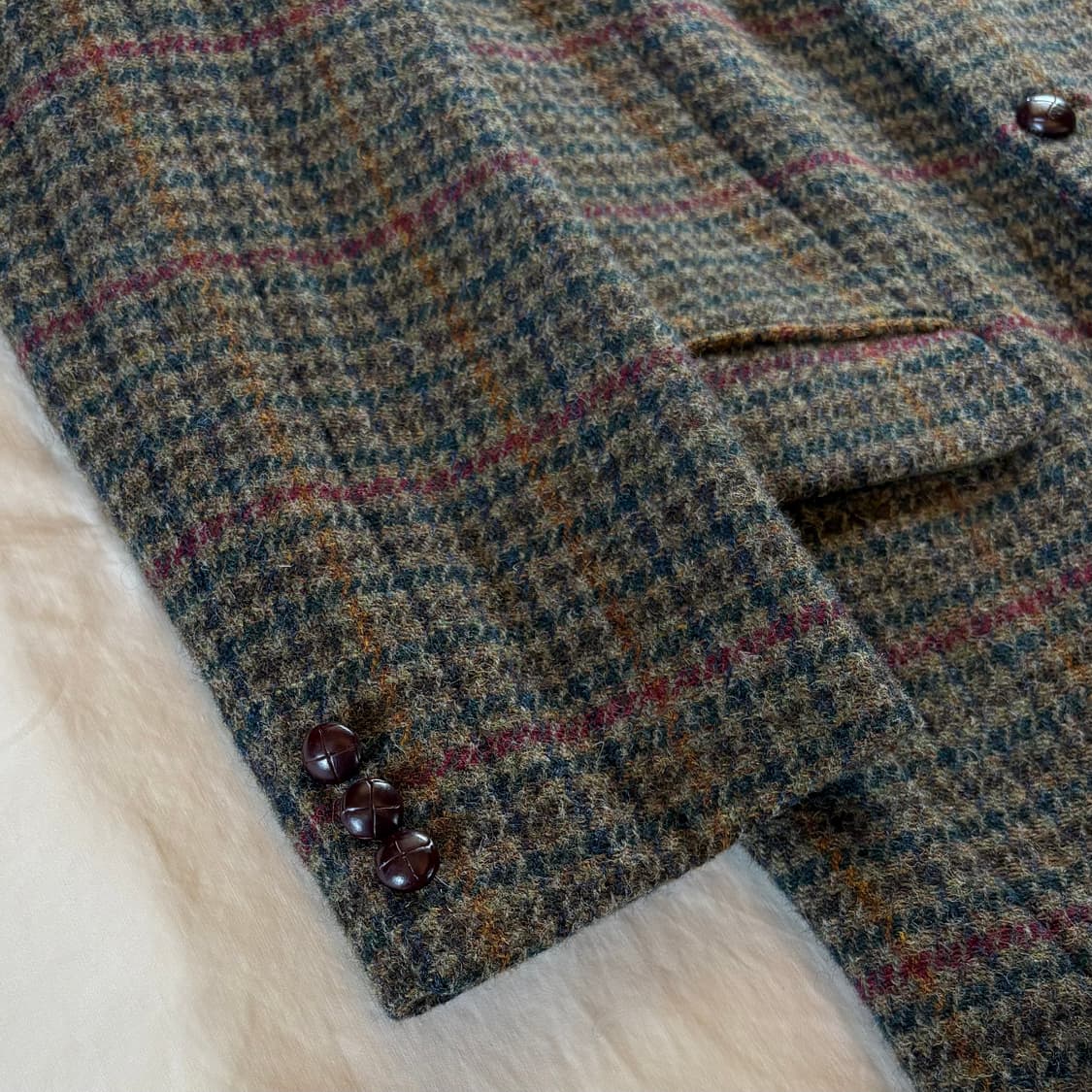90s 영국 St michael Harris Tweed 건클럽 3B 자켓 상품이미지4