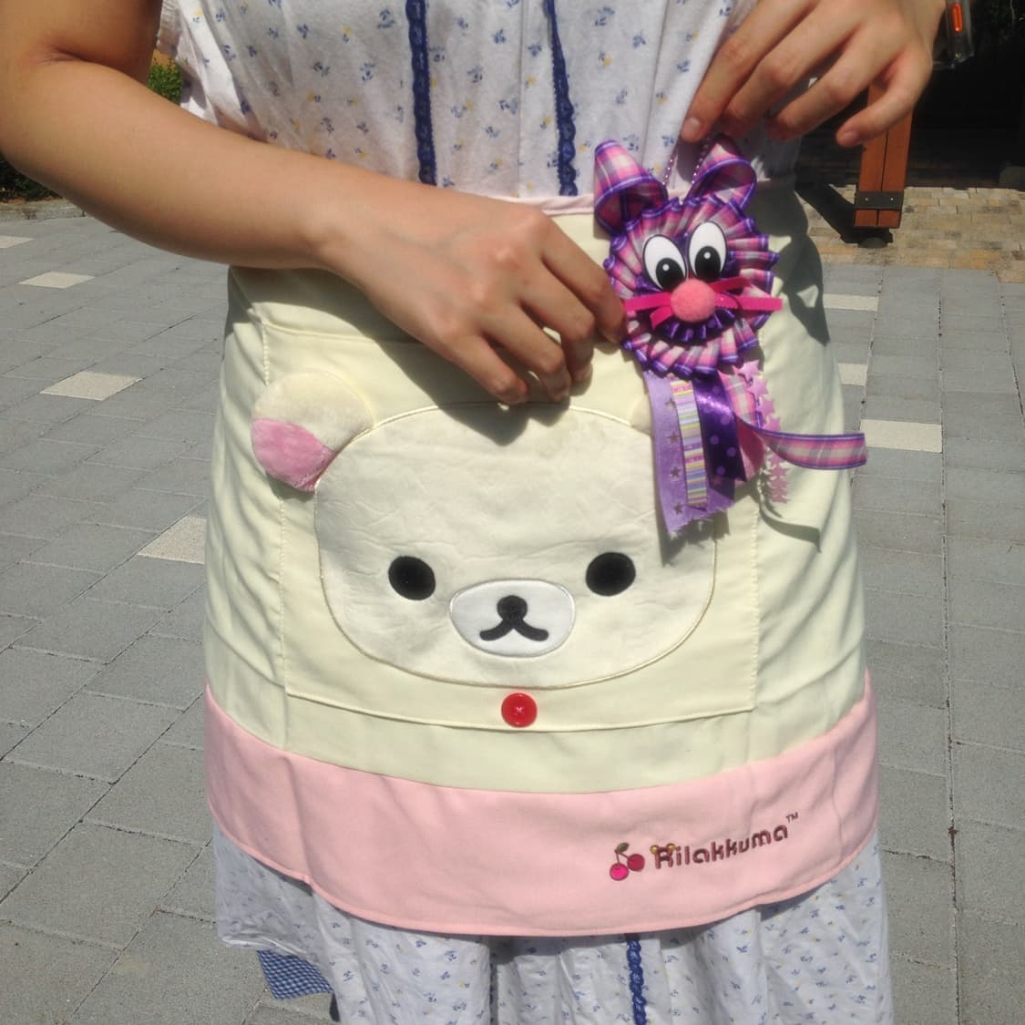 보라 체크 토끼 로제트 키링 🐰 상품이미지3