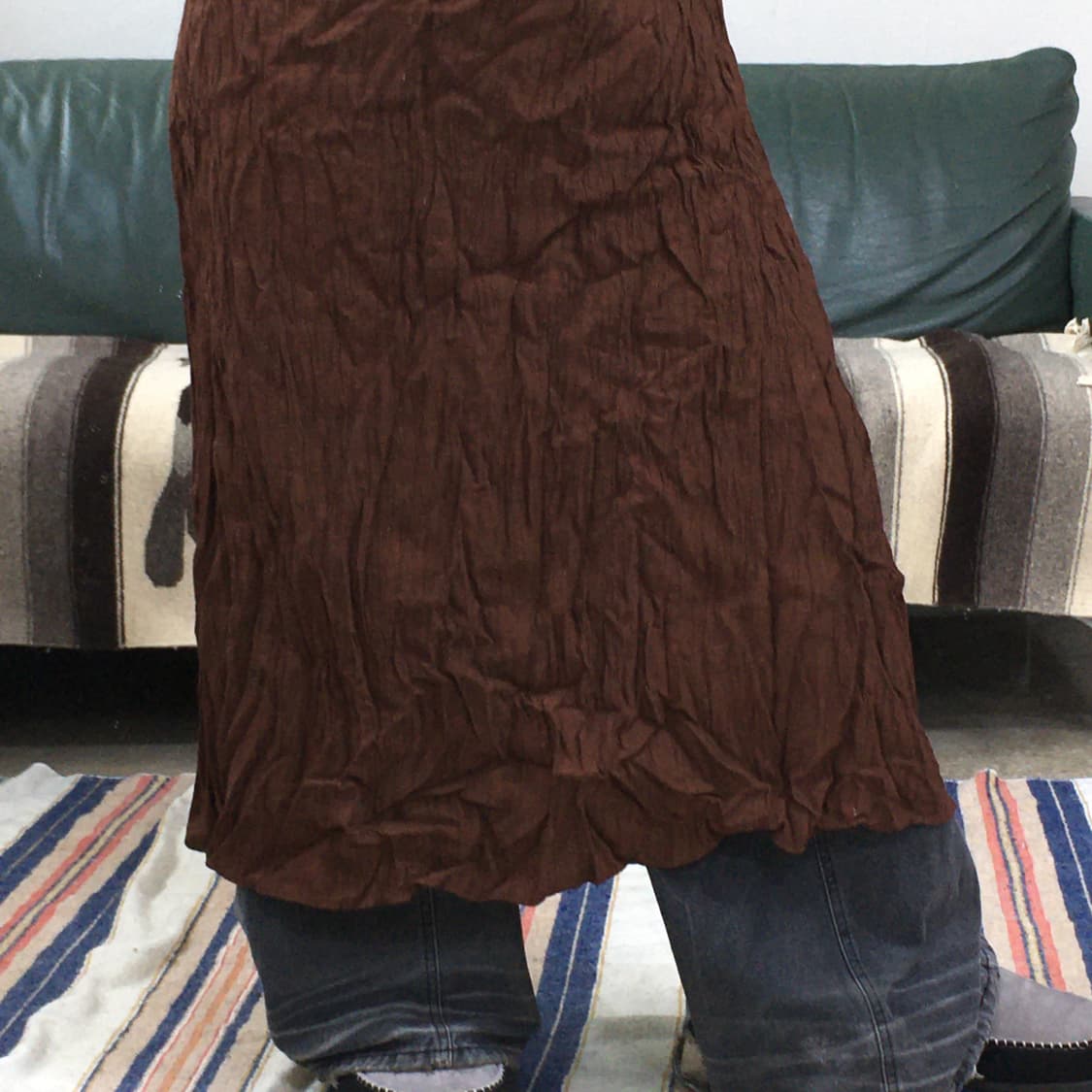 투티/0152 브라운 주름 셔링 롱원피스 상품이미지3