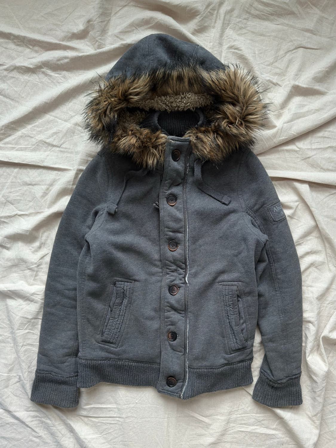 아베크롬비 헤비 코튼 차콜 울프죠 후드집업 상품이미지6