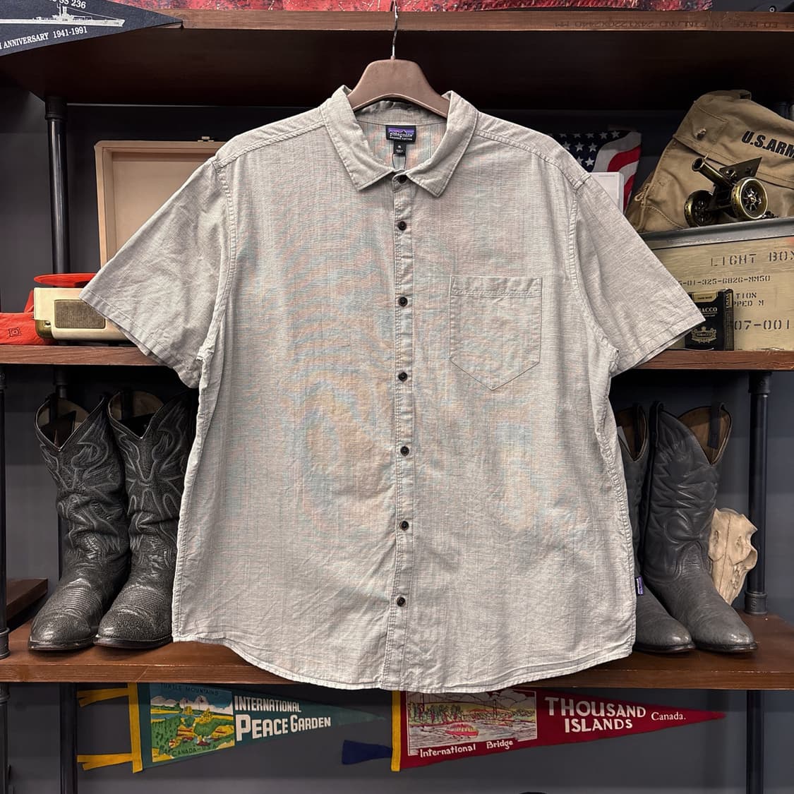 파타고니아 오가닉코튼 캐주얼 마이크로 체크 코튼 린넨셔츠 N1022 상품이미지1