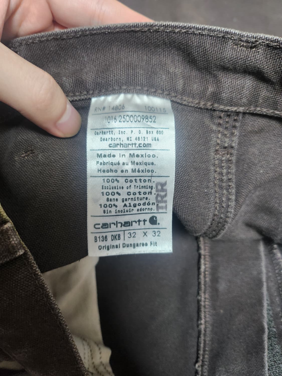 빈티지 칼하트 더블니 팬츠 B136 다크브라운 32x32 상품이미지5