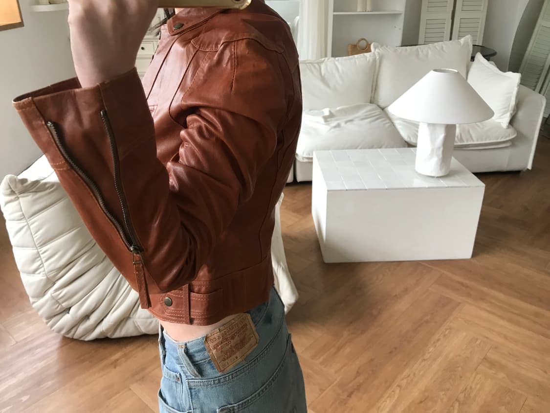 vintage slim fit leather jacket 상품이미지5