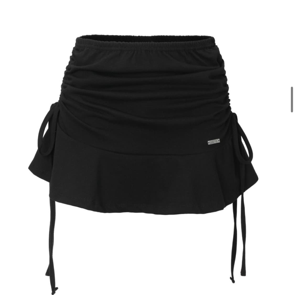 카키포인트 리본 셔링 스커트 블랙 (새상품) 상품이미지4