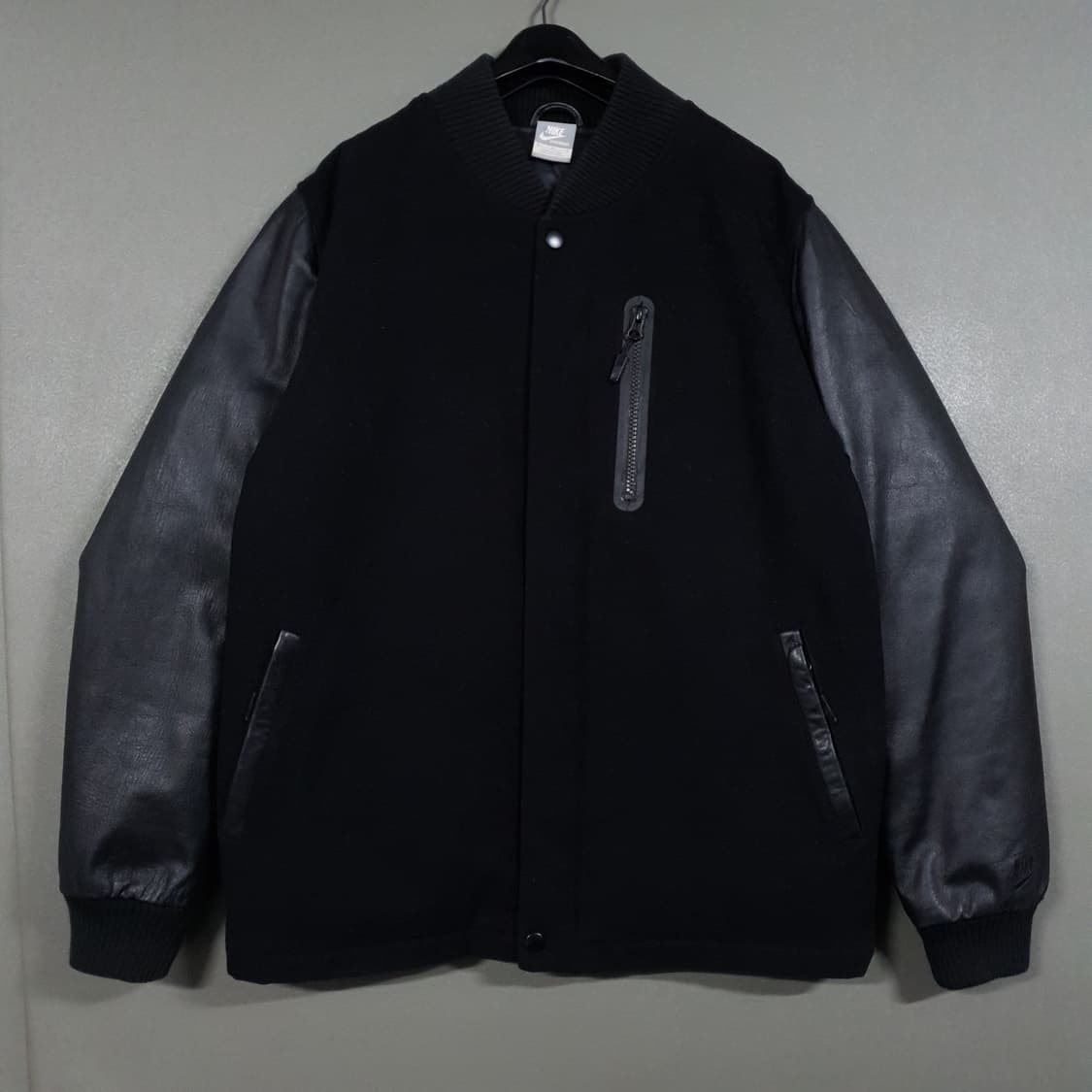 나이키 NSW 디스트로이어 구스다운 패딩 바시티 양가죽 레더 자켓 점퍼 상품이미지1