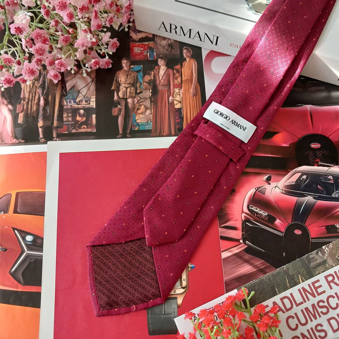 조르지오 아르마니 실크 버건디 패턴 넥타이 9cm A+등급 A19214
 상품이미지4