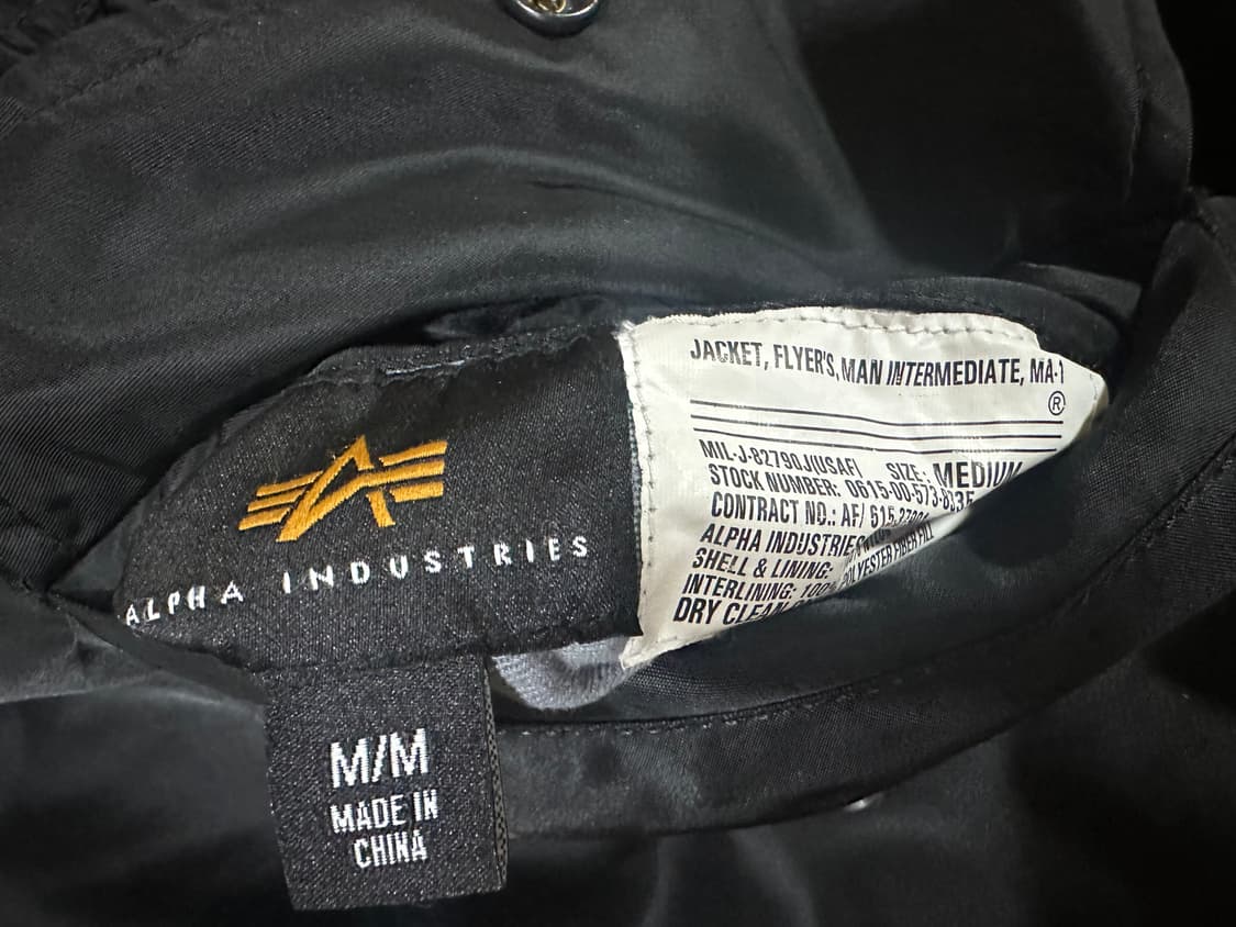 알파인더스트리 ma-1 블랙 자켓 M 상품이미지4