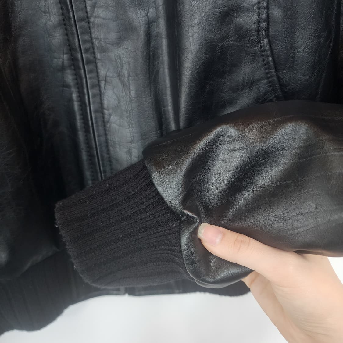 스튜디오 톰보이 블랙 레더 봄버 자켓 상품이미지4