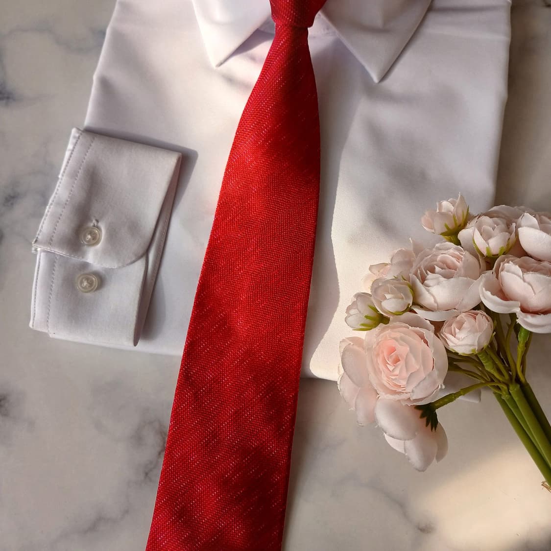 MCM 엠씨엠 실크 레드 넥타이 8.3cm A+등급 A19640 상품이미지4