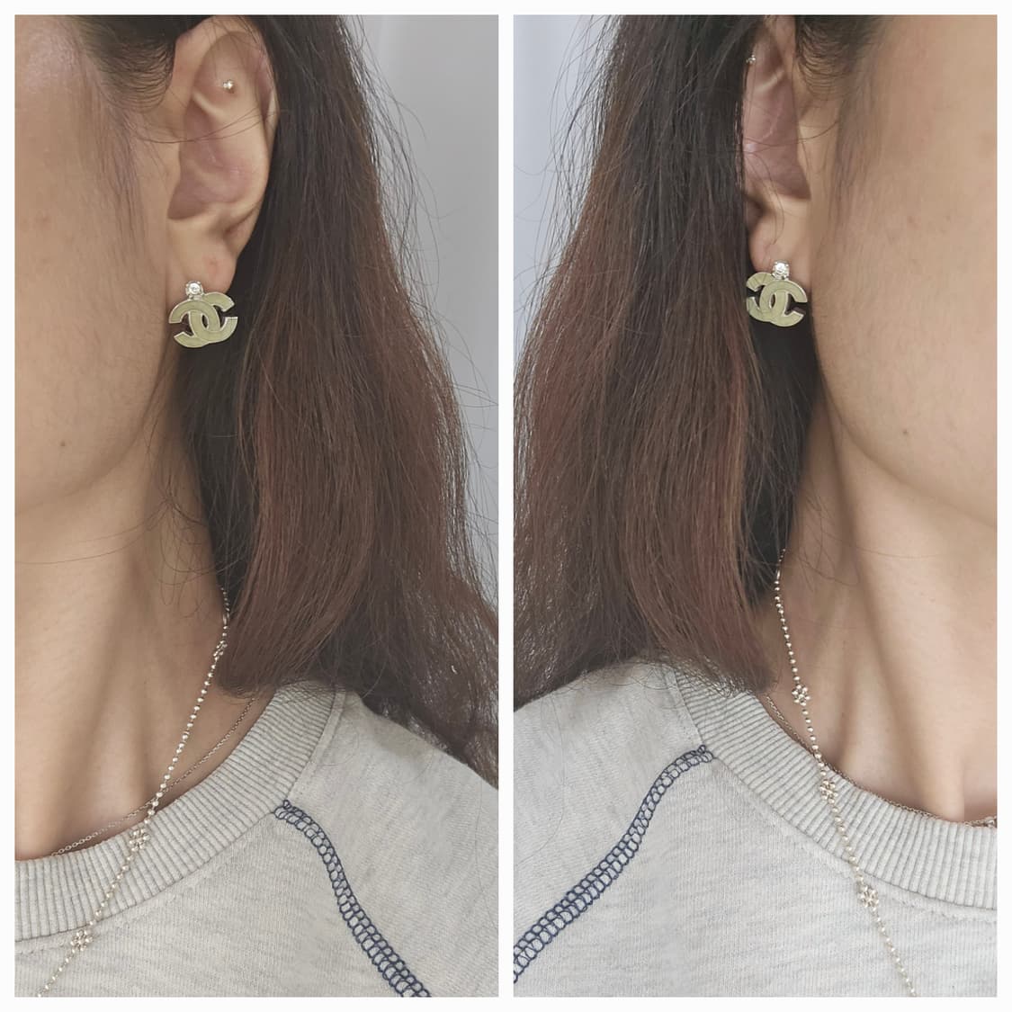 샤넬 빈티지 코코마크 라인스톤 귀걸이 (민트 옥색) [정품/풀세트] 상품이미지6