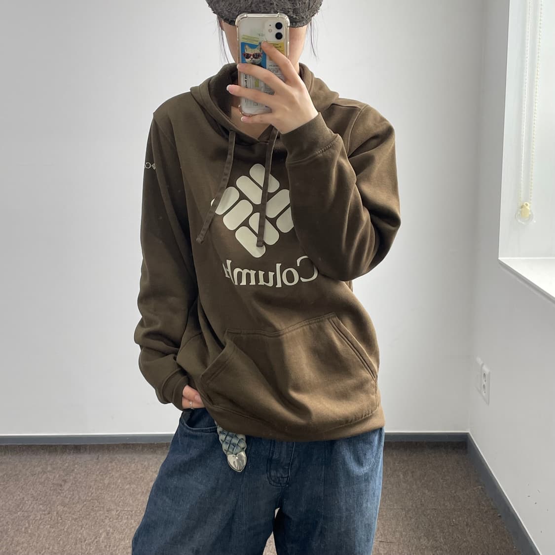 Columbia 콜롬비아 빅로고 카키 후드티 상품이미지1