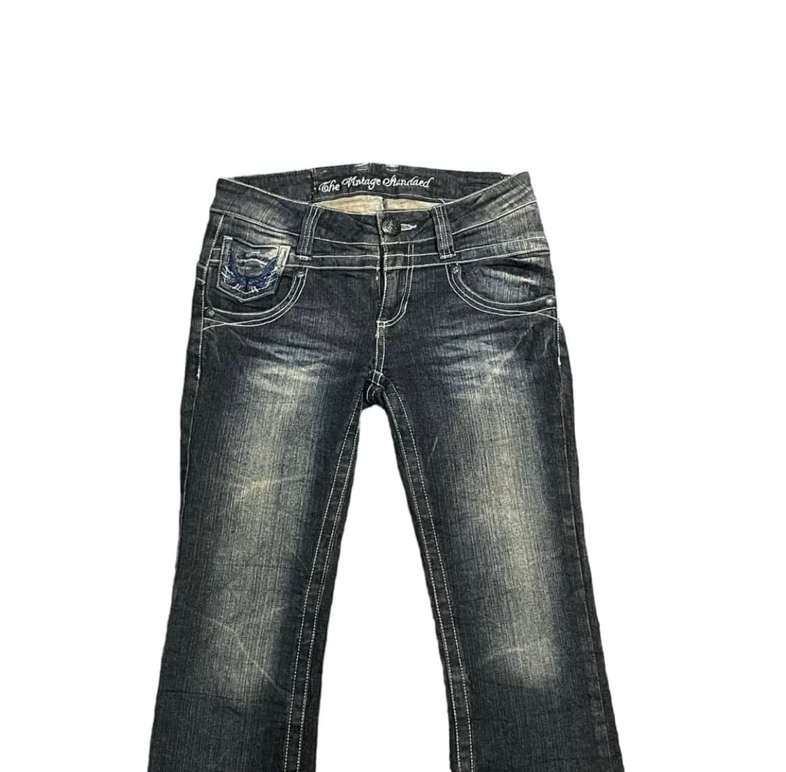 y2k 빈티지 백포켓 자수 디테일 워싱 부츠컷 팬츠 상품이미지3