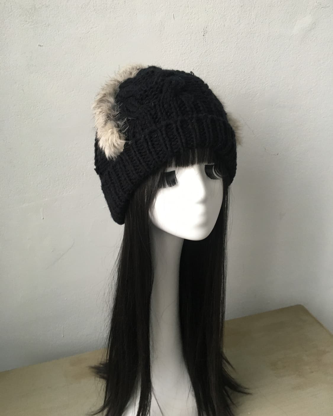  fur trimming pom knit beanie 상품이미지3