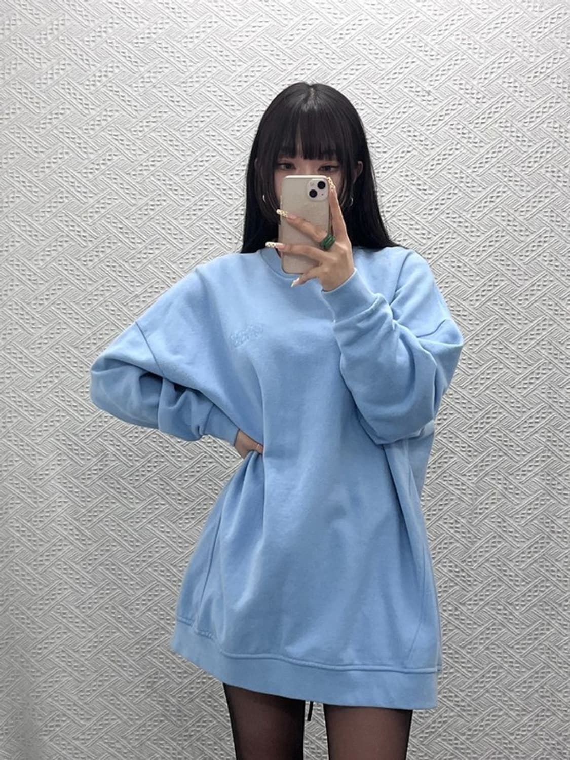 가니 빈티지 빅사이즈 파스텔 블루 약기모 맨투맨 S/M C09956 상품이미지1