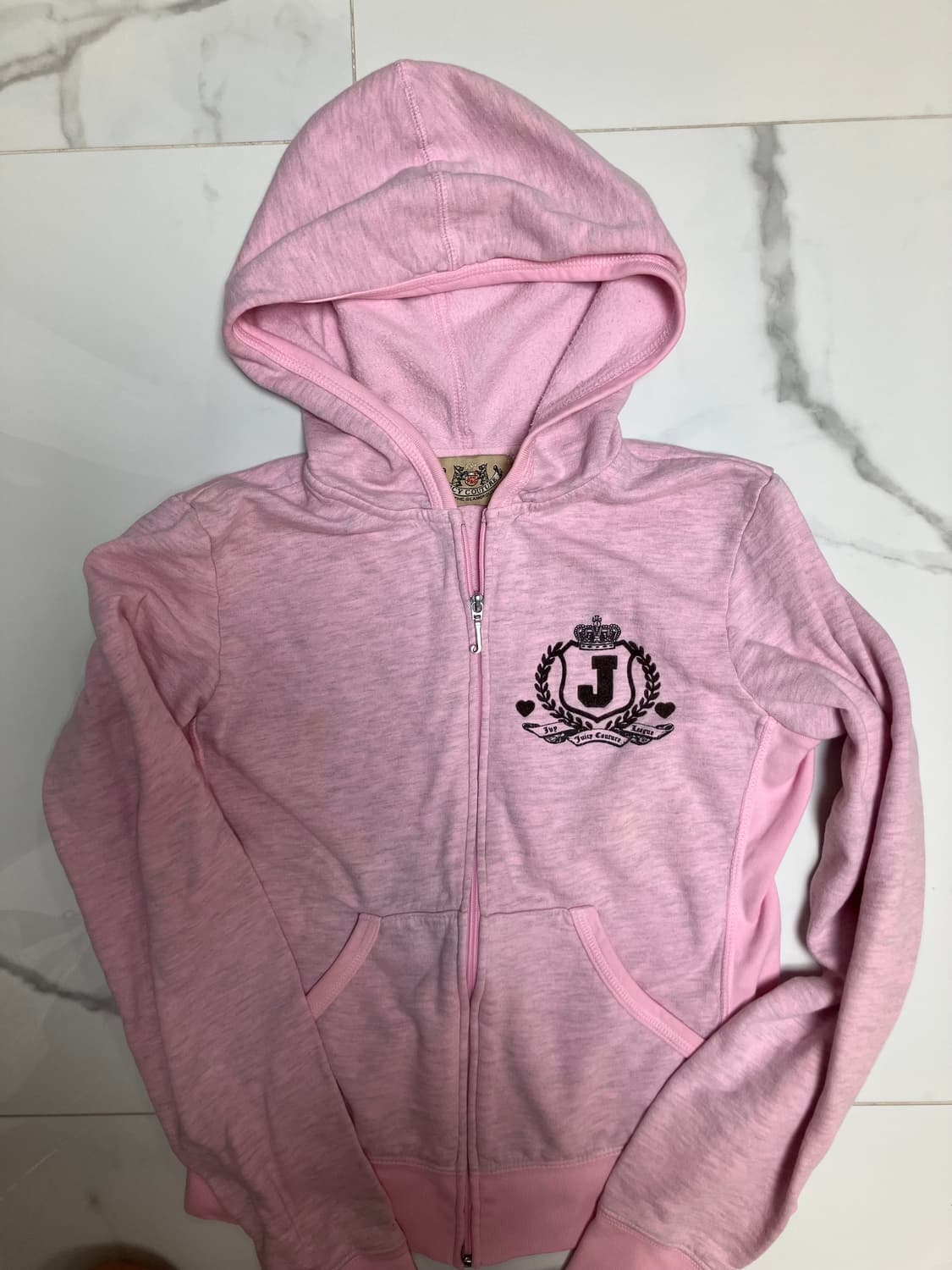 Y2K 쥬시 꾸뛰르 (초 희귀) 코튼 후드 집업 핑크 패리스힐튼 착용 상품이미지1