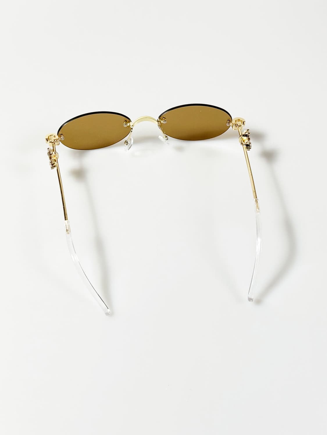 90s 무테 오벌 골드 메탈 프레임 빈티지 틴트 선글라스 상품이미지6