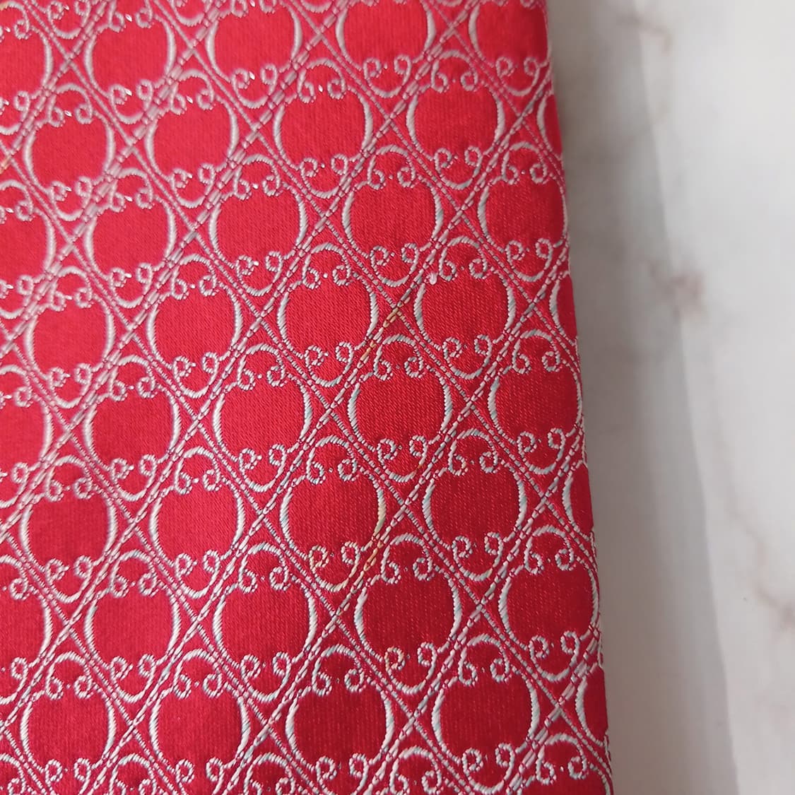 아쿠아스큐텀 실크 레드 패턴 넥타이 9cm A등급 A19661 상품이미지8