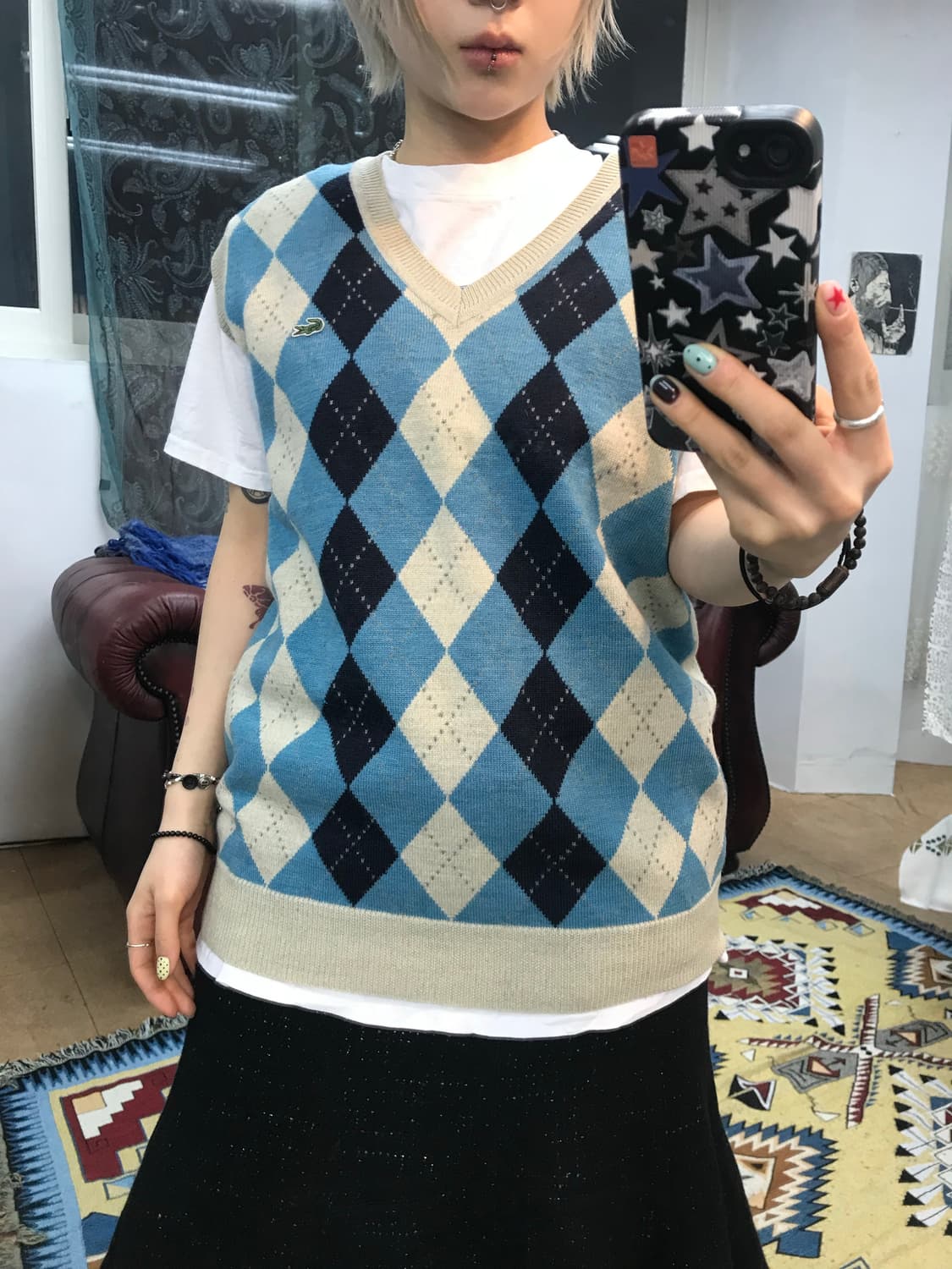 라코스테 아가일 니트 베스트  상품이미지1